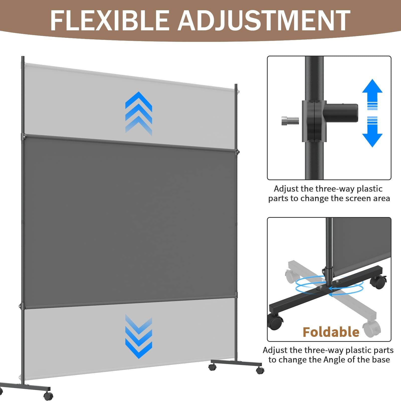 VAMFUTRE single panel room divider with caster wheels and brakes, featuring a sleek, modern privacy screen for flexible space separation.