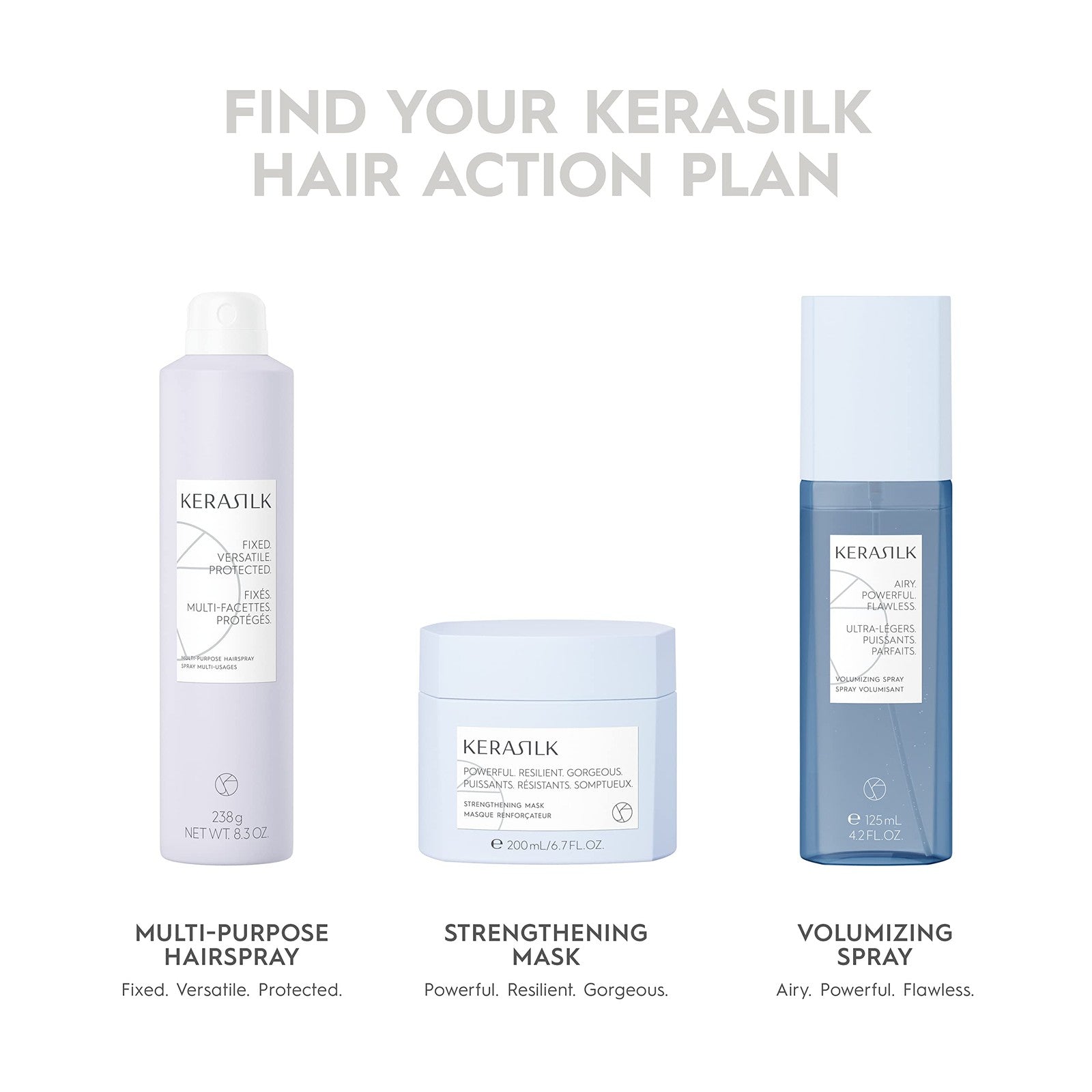 Kerasilk KERASILK Volumizing Styling Foam showing the lightweight foam bottle with a pump dispenser for long-lasting volume.