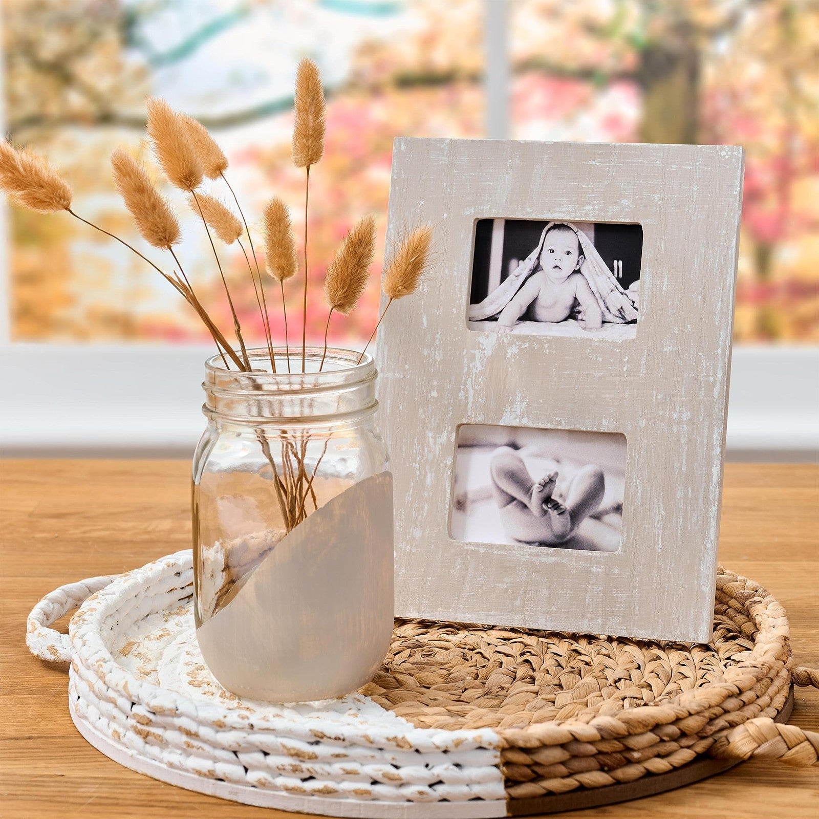 FolkArt Home Décor Chalk paint kit with 8 fl oz white and tan ultra matte acrylic paints, includes two bottles.