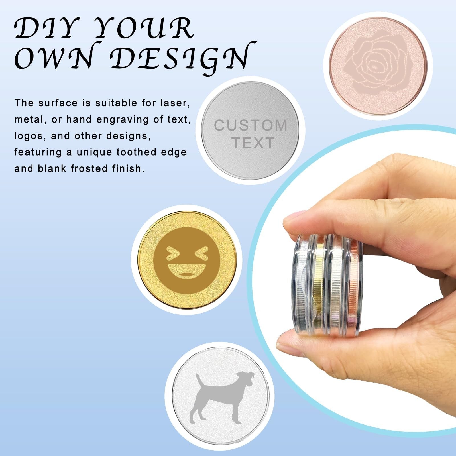Bulk zinc alloy blank coins for laser engraving, 40mm challenge coins with smooth surface and metallic finish, ideal for custom designs.