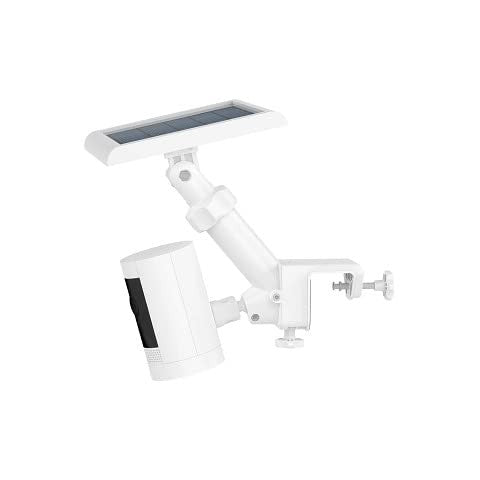 White Ring Gutter Mount for cameras and solar panels, showing secure attachment to gutter with mounting bracket and hardware.