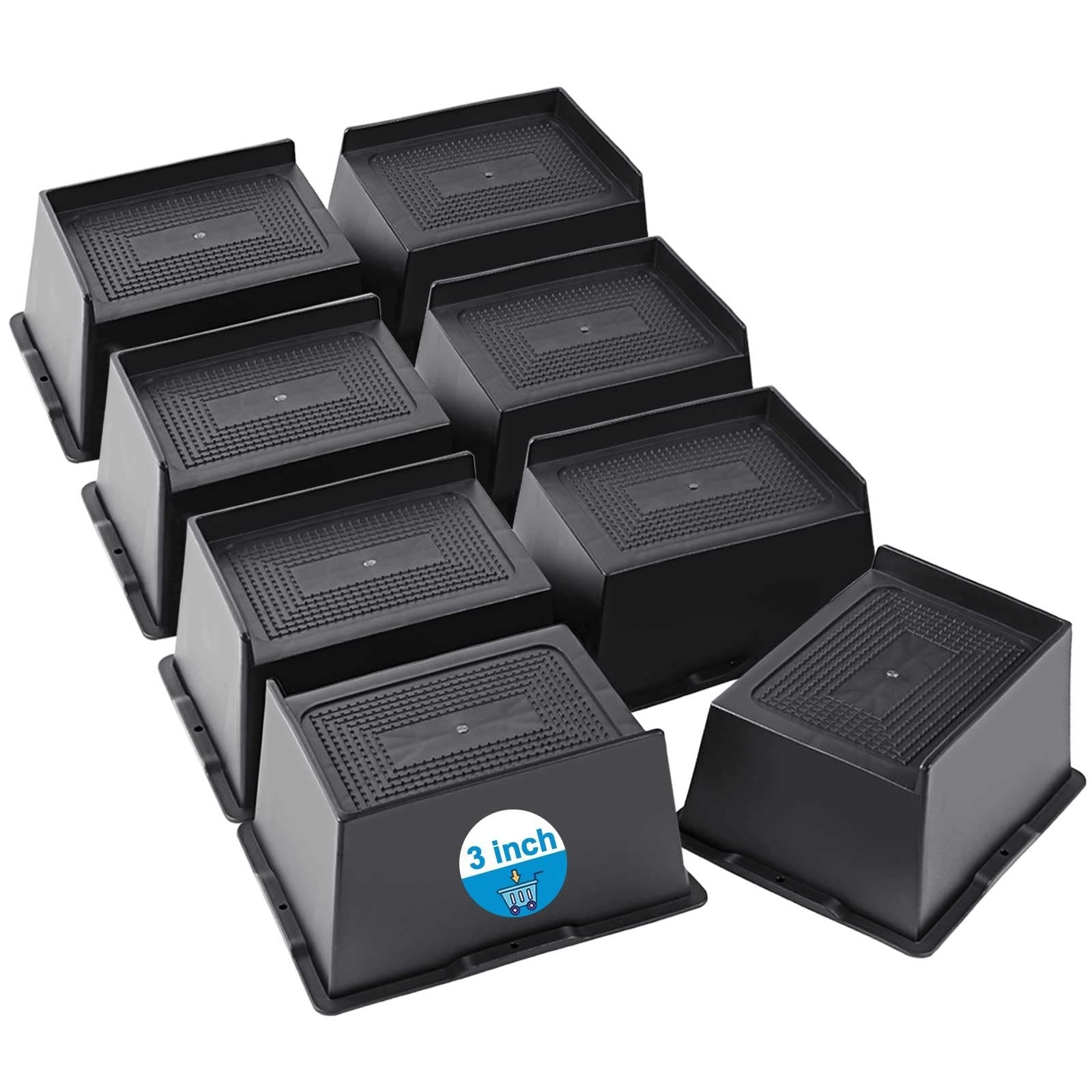 Heavy-duty EGTTGIN bed risers in 2 to 6 inches, oversized, sturdy plastic supports for raising beds or furniture.