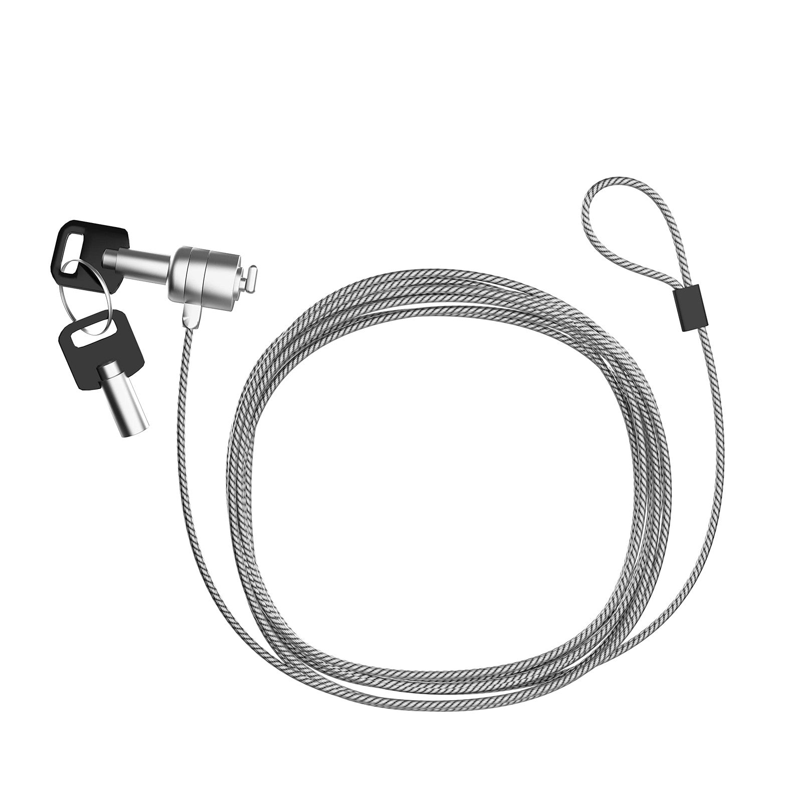 CTA Digital 10-foot galvanized steel security cable with K-slot, coiled for easy use and durability in securing electronic devices.