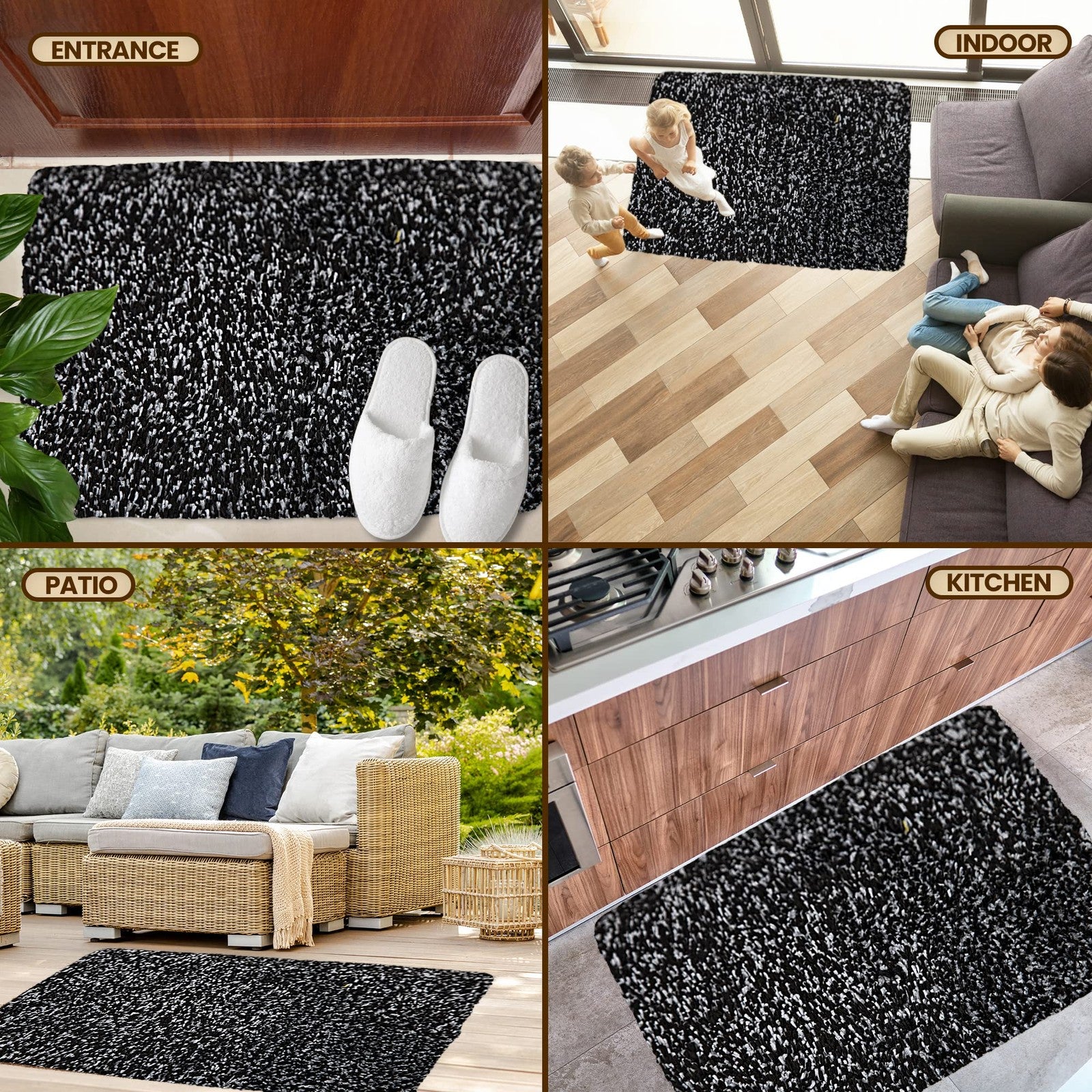 Microfiber indoor door mat by Rugmast, 24x36 inches, washable, non-slip entry rug with textured surface for safety and durability.