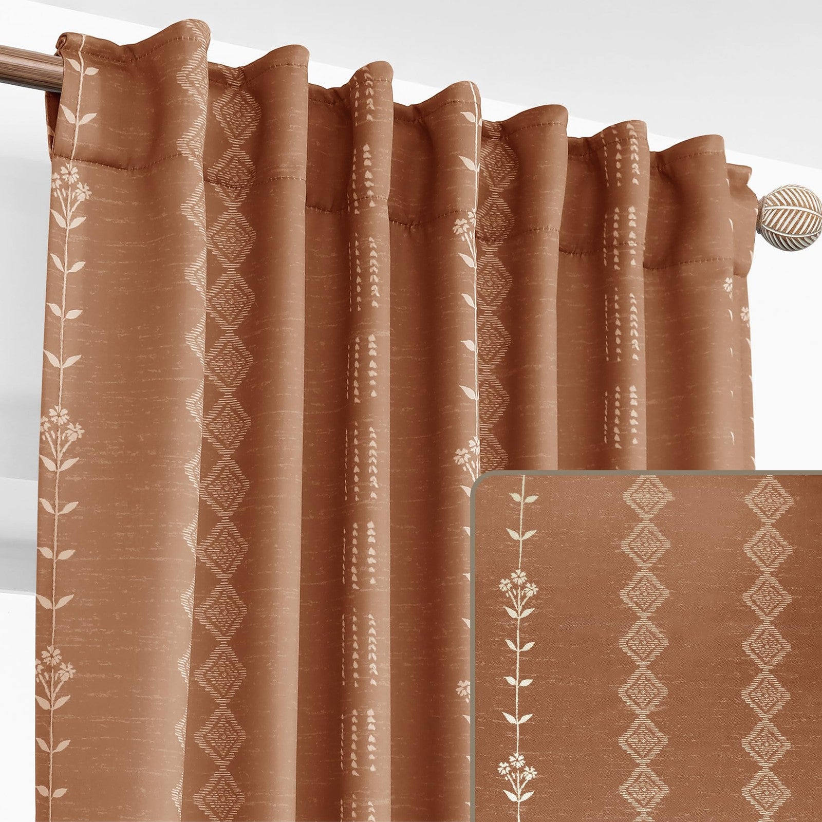 Lino Rosa black out room darkening curtains in a 2-panel set, 63 inches long, designed for bedroom windows, with a sleek black fabric.