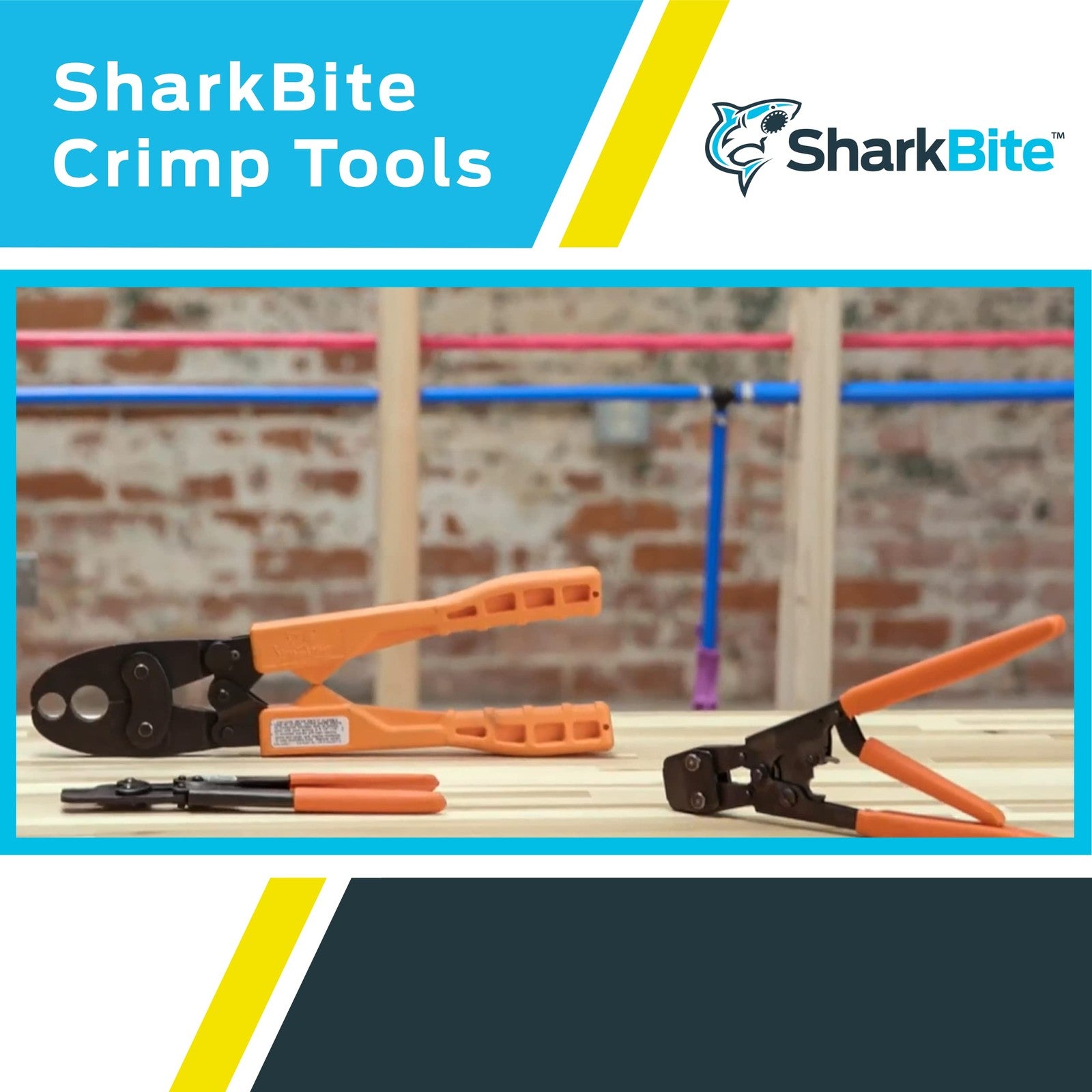 SharkBite PEX crimp ring removal tool for 1/2, 3/4, and 1-inch copper crimp rings, used for plumbing pipe fittings.