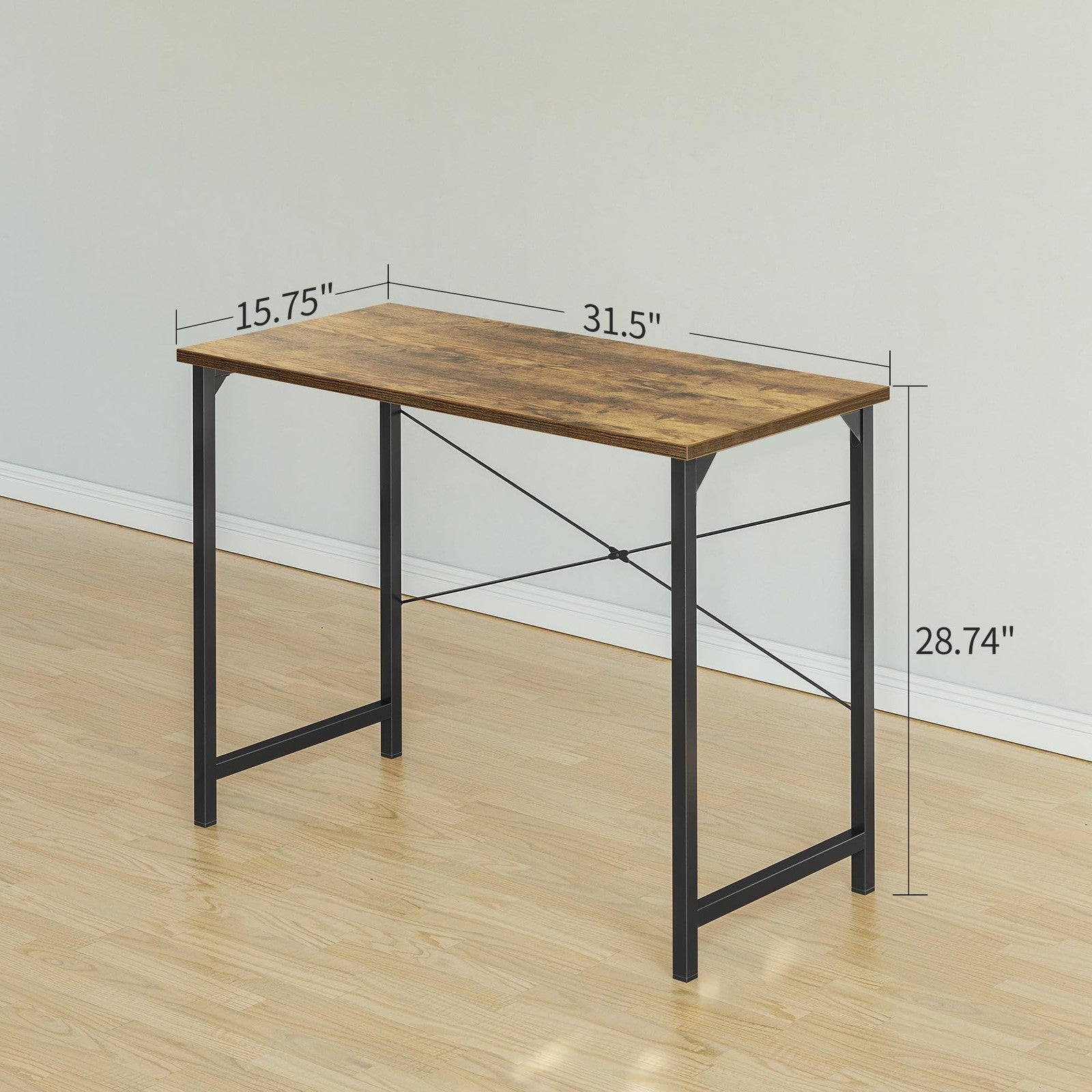 Cubiker 32-inch small computer desk with modern simple style, featuring an X-bar design and clean wood finish for home office use.