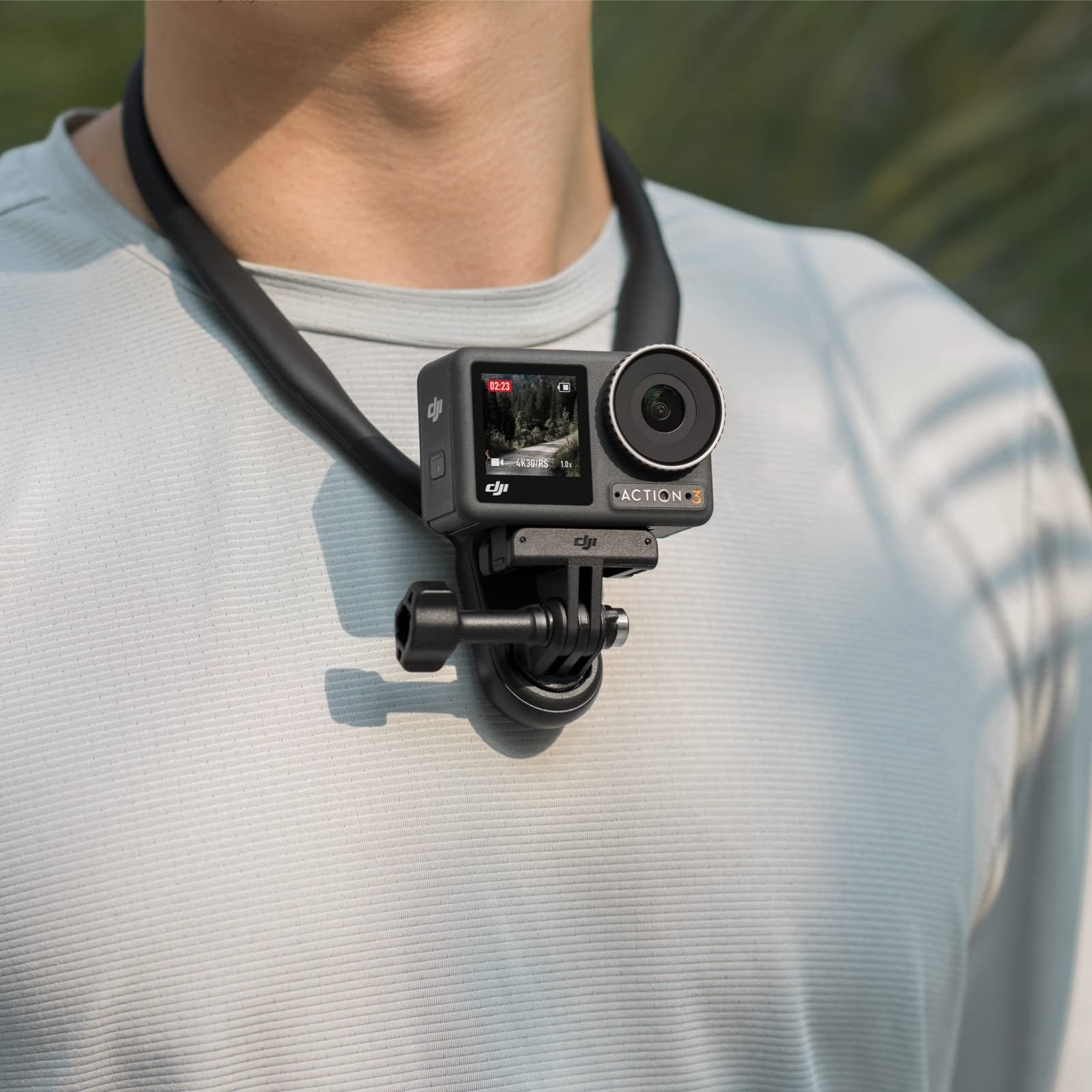 DJI Osmo Action hanging neck mount with adjustable strap, compatible with Osmo Nano and DJI Osmo Action cameras.