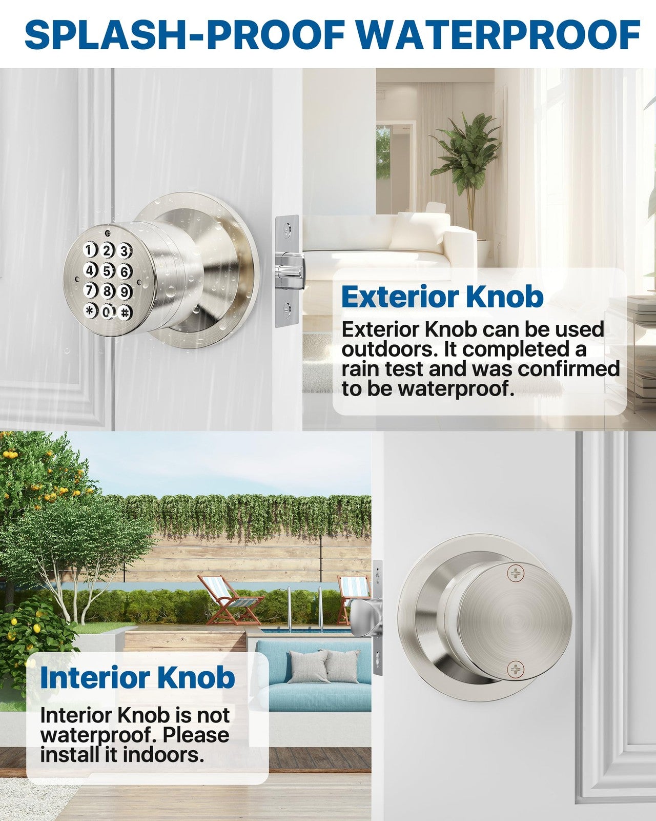 HIDALIFE satin keypad door knob with keyless entry for bedroom, front door, or garage, showing the sleek lock and numeric keypad