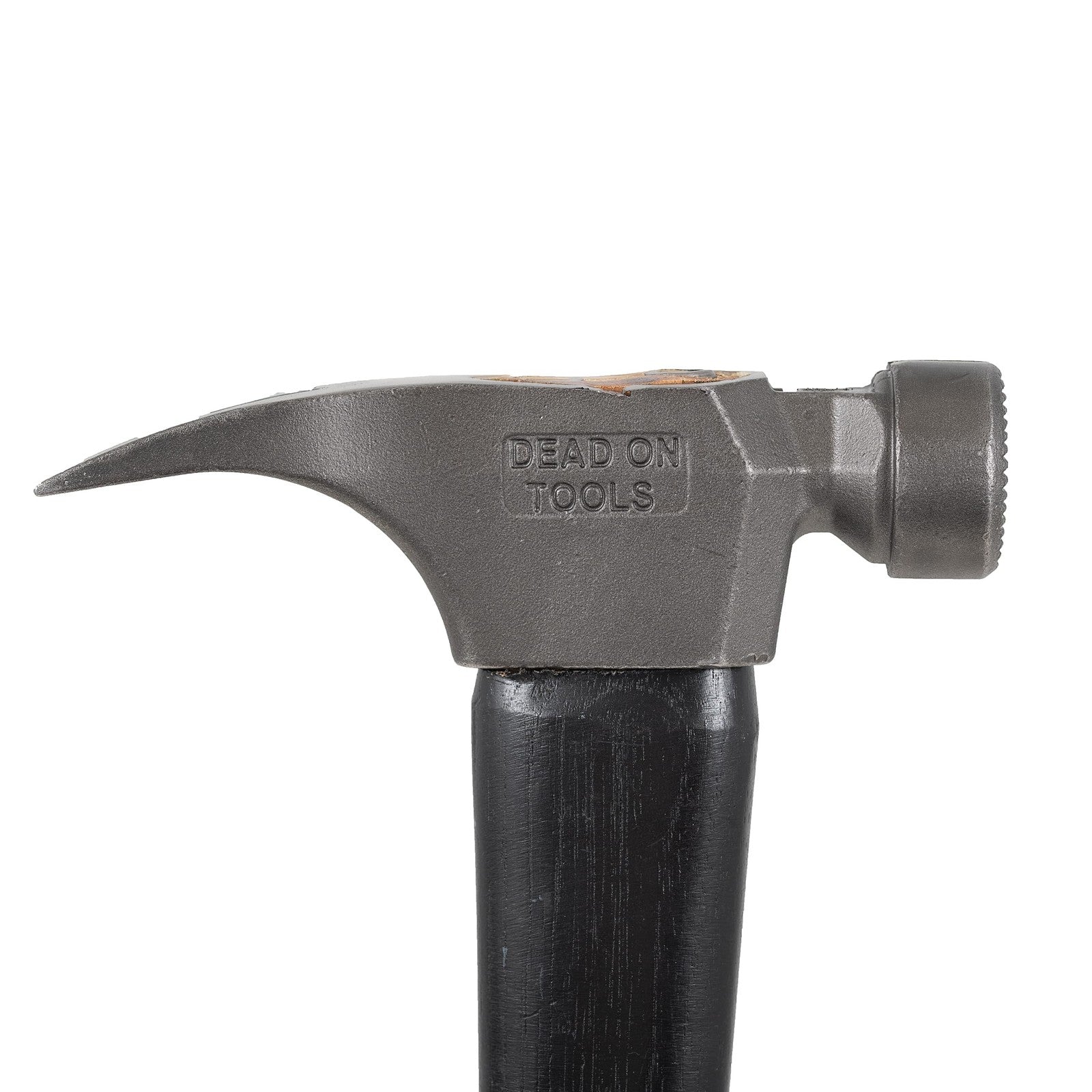 Dead On 16-inch curved hickory handle wood hammer with a 21oz head, designed for heavy-duty woodworking tasks.