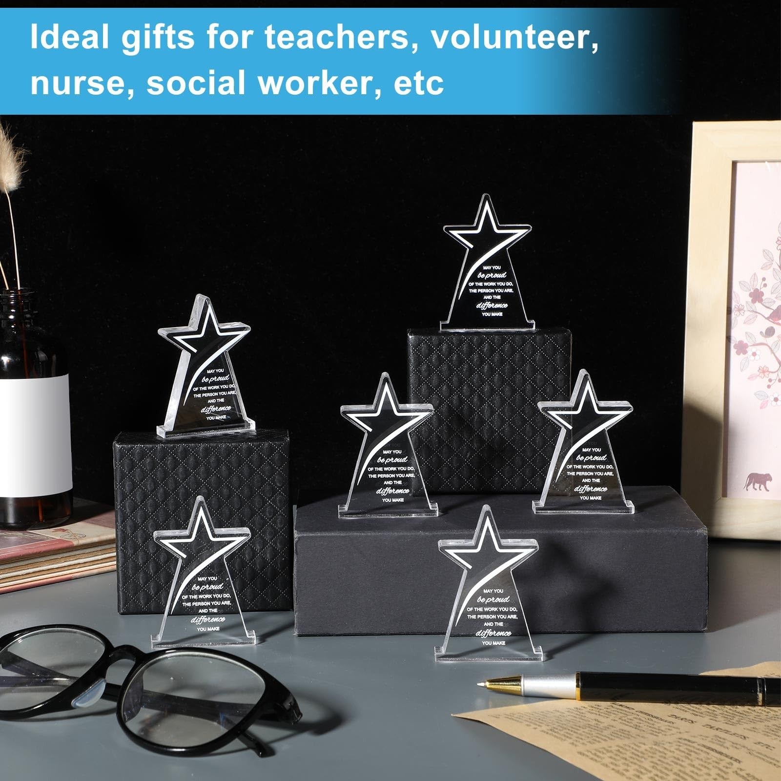 Huquary Employee Appreciation Award trophy for coworker or employee of the month, featuring a sleek design and engraved details.