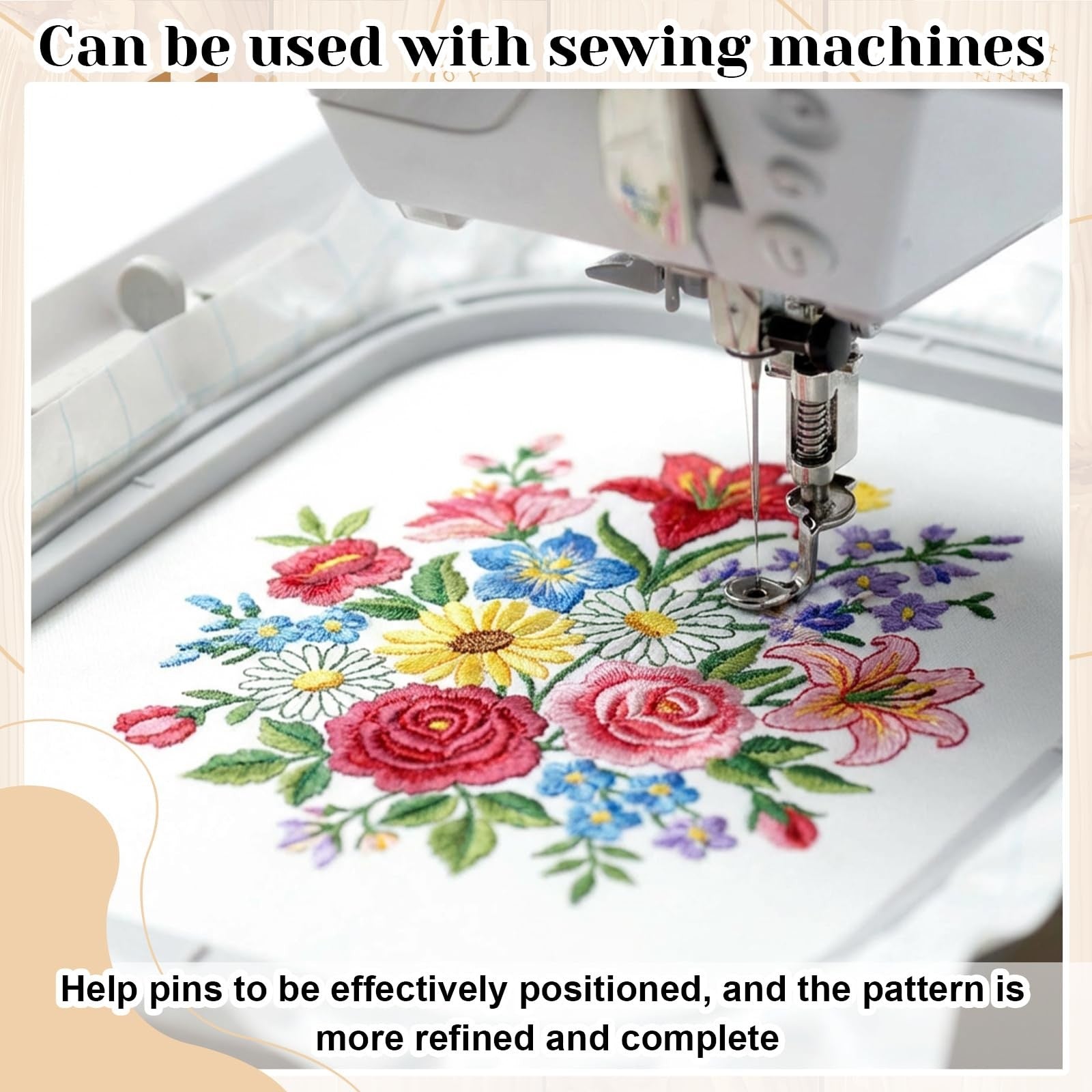 Geosar medium weight embroidery stabilizer roll, 12x50 yards, showing the fabric backing for support and backing in embroidery projects.