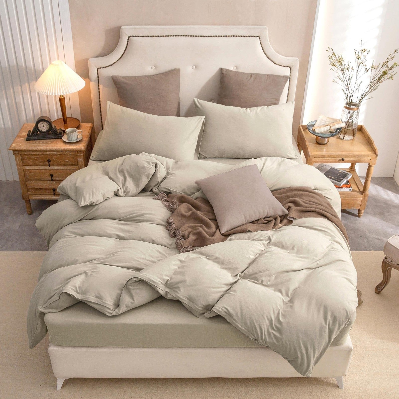 Pure Era Jersey Knit duvet cover set in soft 100% T-shirt cotton with matching pillowcases, cozy and comfortable 3-piece bedding set.