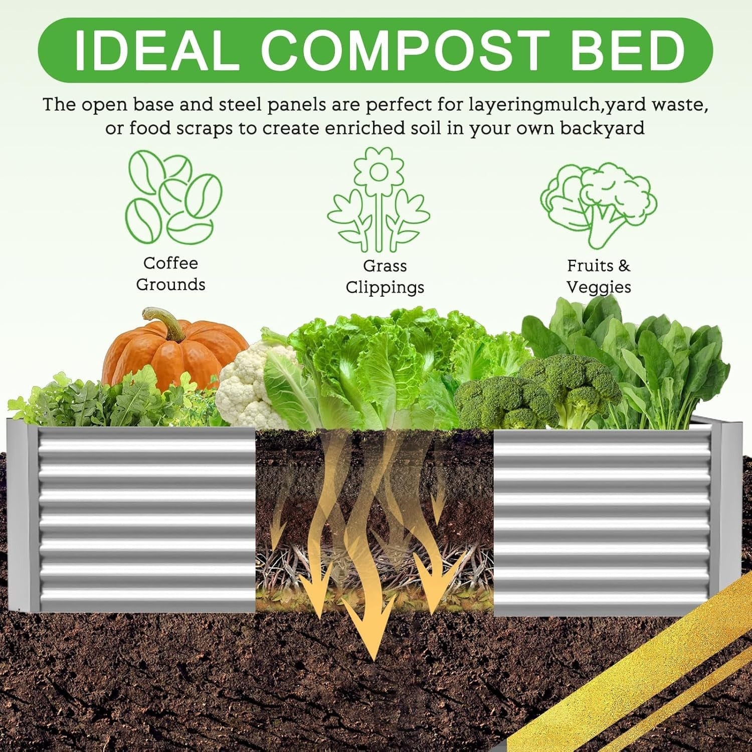 Four galvanized raised garden beds, 4x2 feet each, for outdoor above ground gardening, shown assembled outdoors.