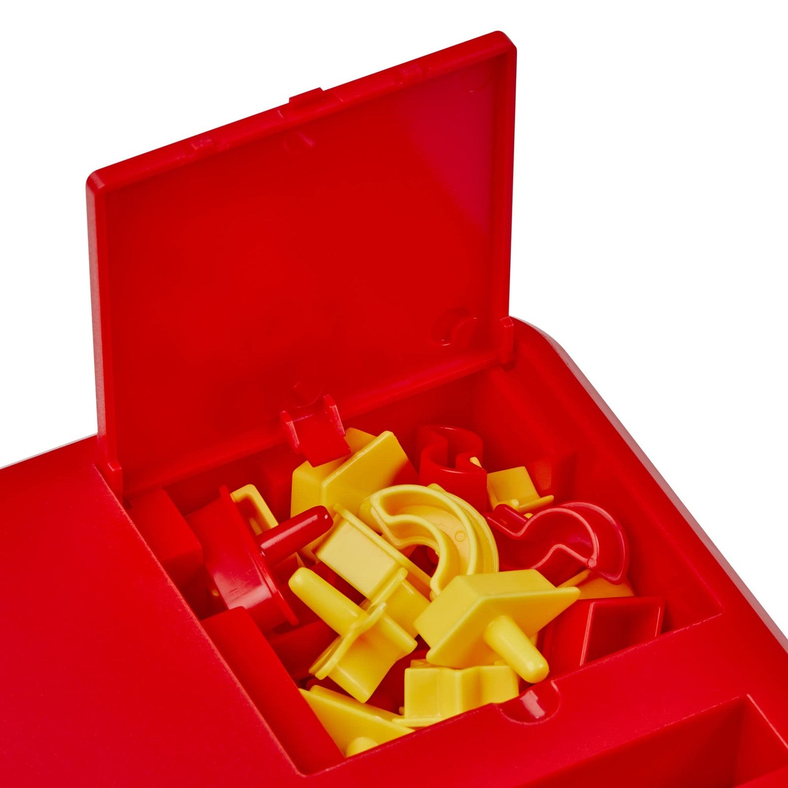 Two-player Hasbro Gaming Perfection Plus game with colorful popping shapes and game pieces in a plastic tray.