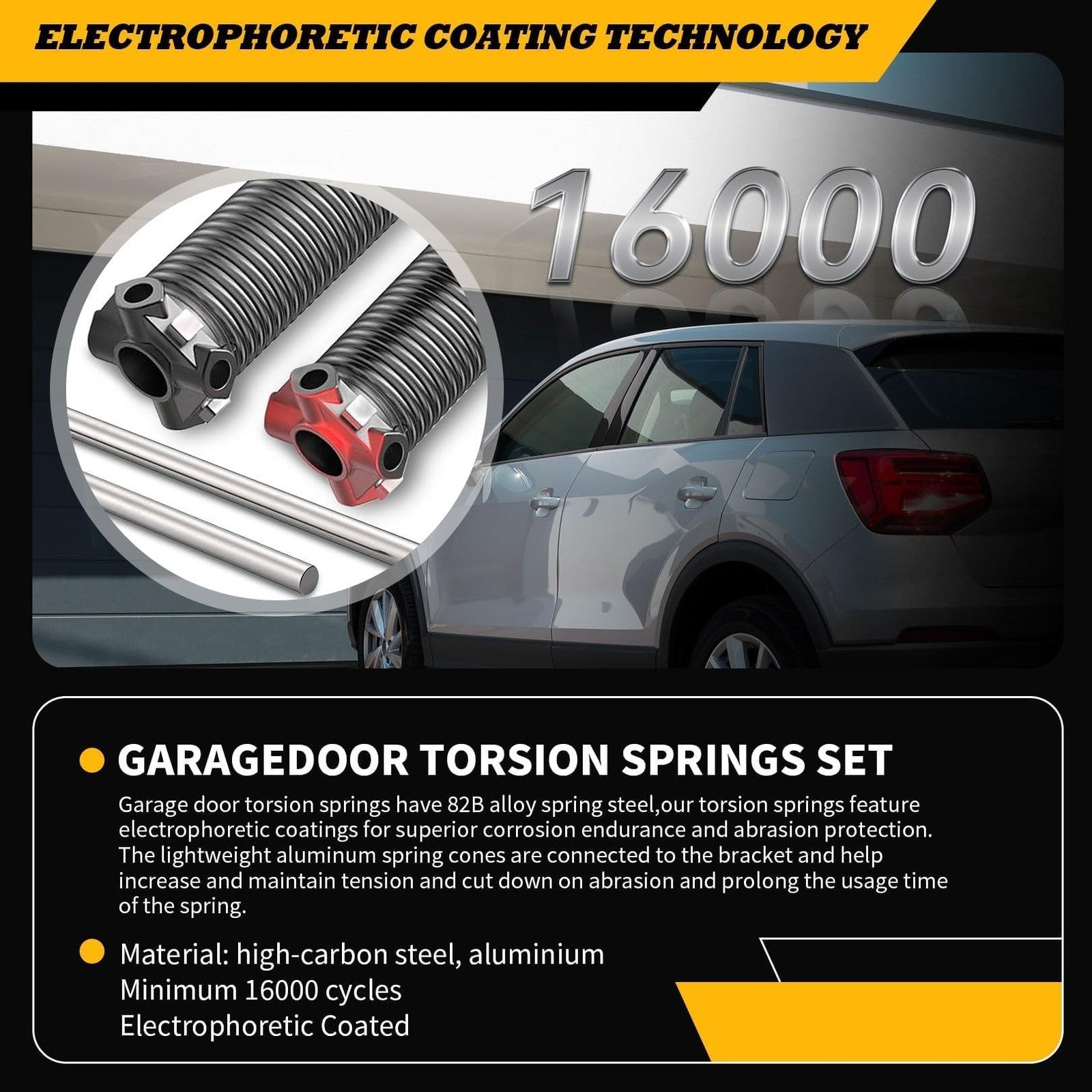 Pair of 2-inch Jecoupoon garage door torsion springs with non-slip winding bars for smooth operation and secure installation.