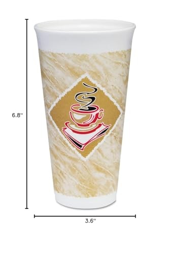 Dart 20 oz Cafe G foam cup, white disposable coffee cup with lid, case of 500, ideal for hot beverages
