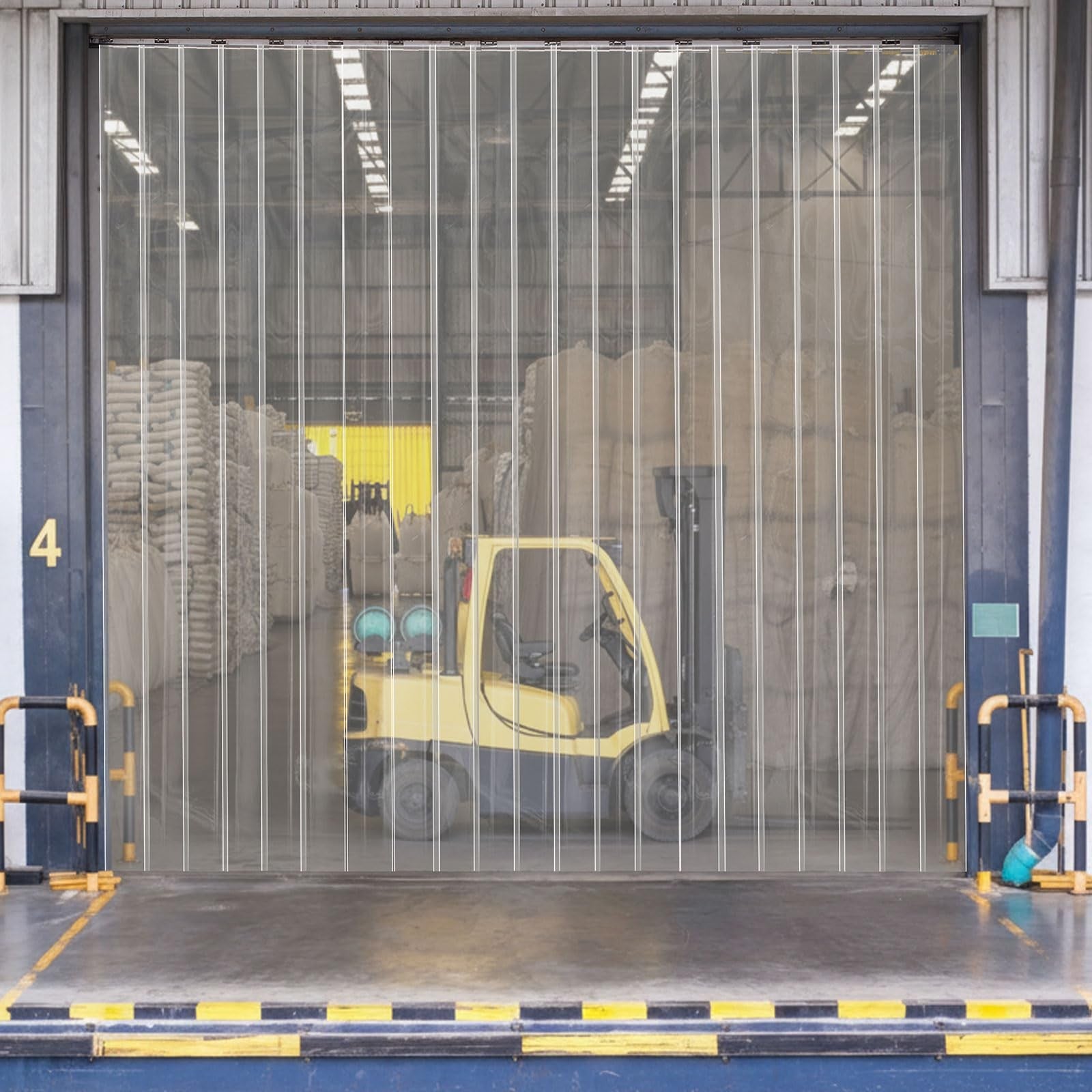 Moukeren plastic curtain strips roll, 50 ft length and 8-inch width, clear PVC strips for industrial and commercial use.