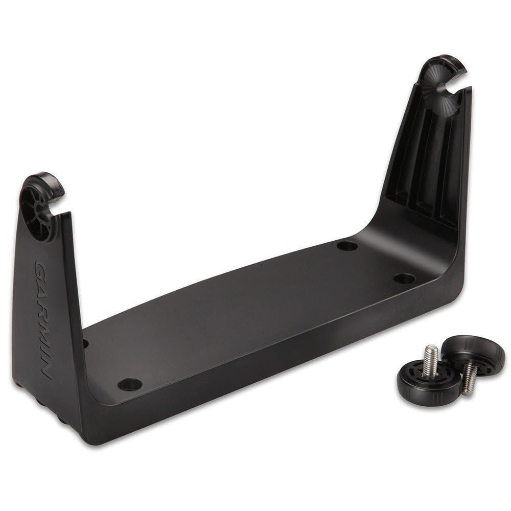 Garmin bail mount with knobs for echoMap 70 and GPSMAP 741, black boat mounting accessory on a surface
