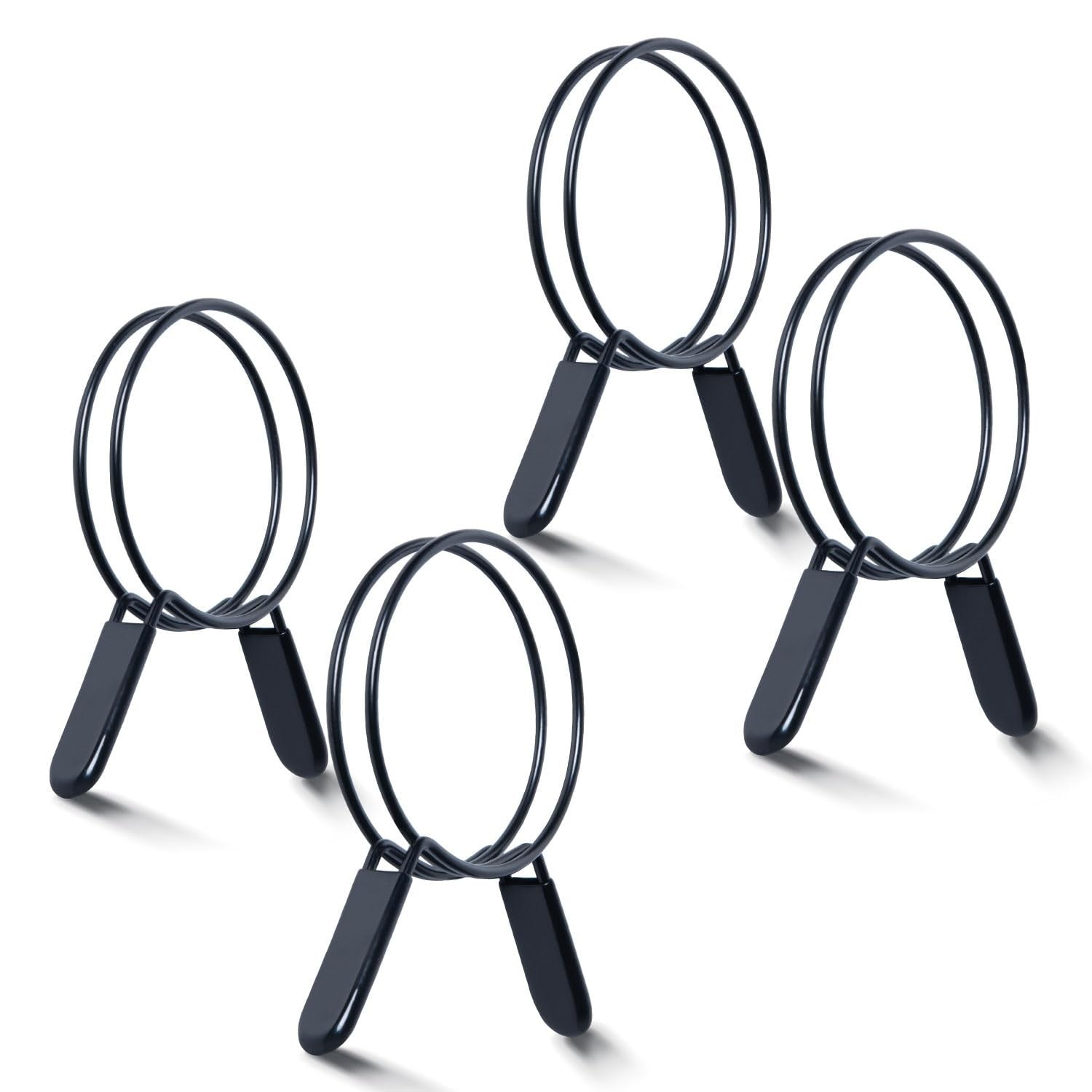 POWERTEC 4-inch double loop hose clamps for collection hoses and dryer vents, made of durable metal with adjustable tightening.