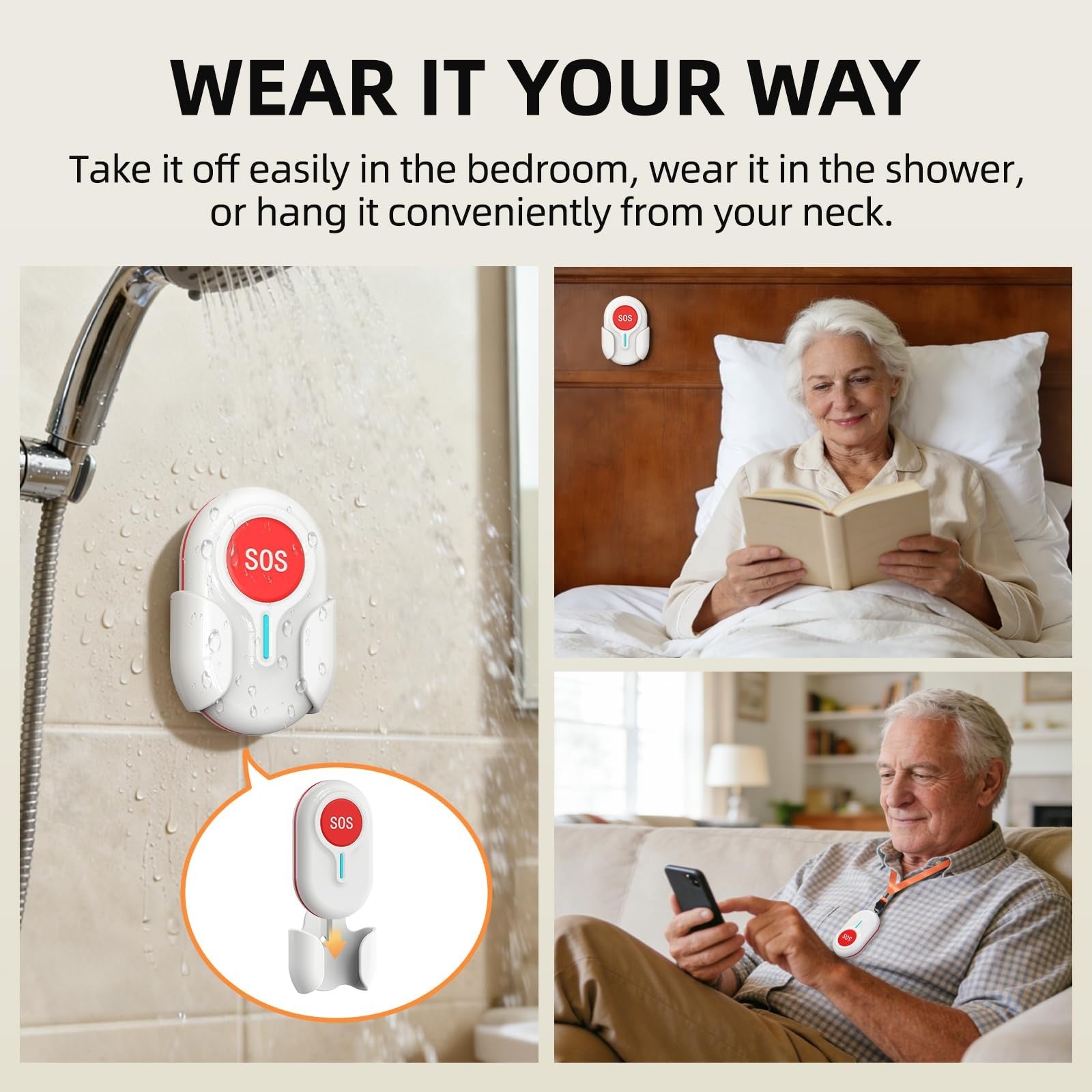 CallToU wireless caregiver pager with call button, portable emergency alert device for elderly at home, compact and easy to use.