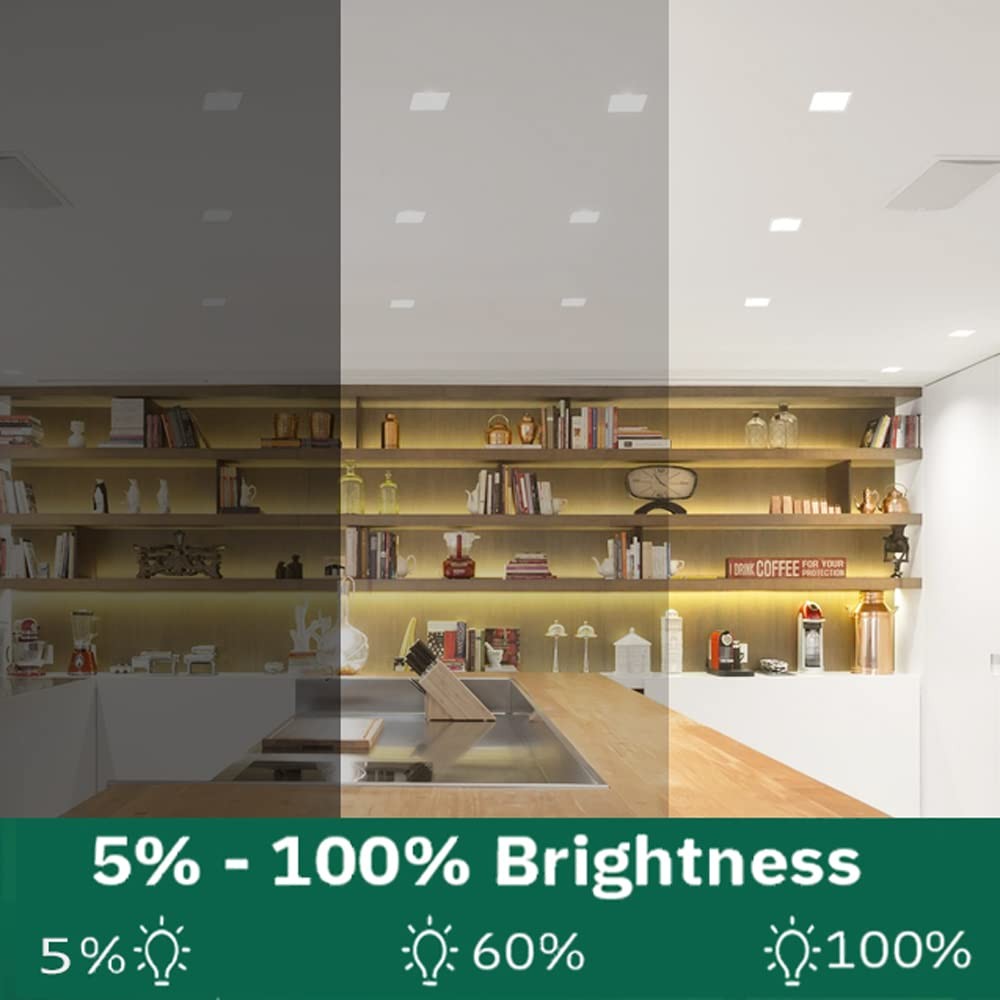 QIBANG 2-pack 8-inch square recessed LED lights with junction box, dimmable with 3 CCT options for versatile lighting.