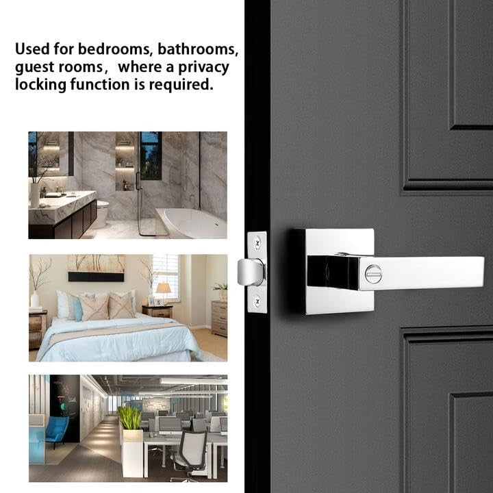 Probrico heavy duty privacy door handle lever with contemporary square design, shown in a close-up view.