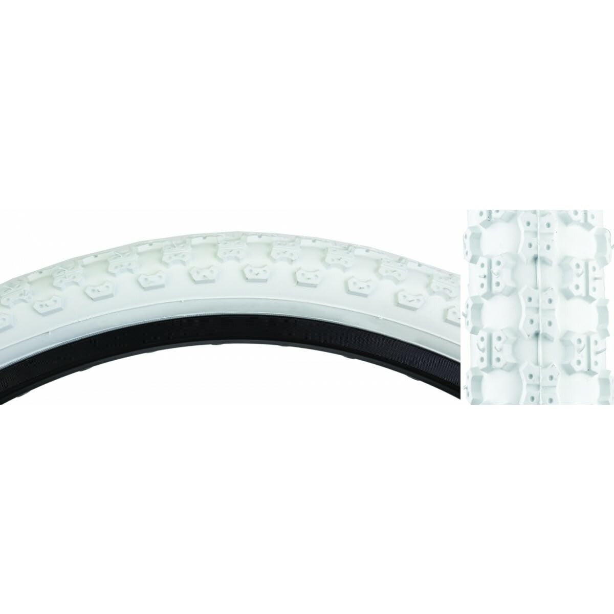 Sunlite MX3 BMX tires in 20-inch by 1.75-inch size with white sidewalls, featuring tread pattern for BMX riding.