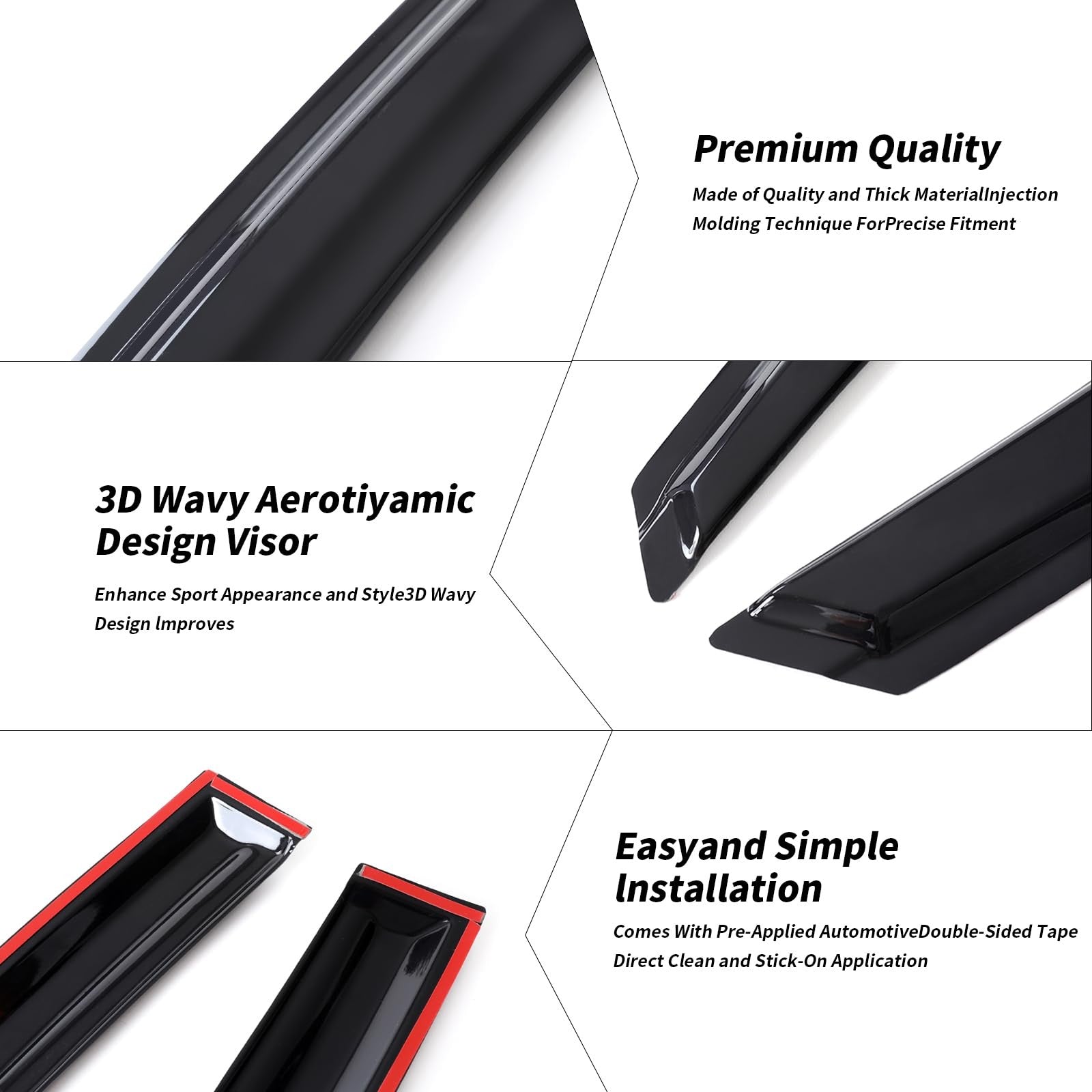 Quxunzzz Honda Civic side window rain guards, 4-pack, outside mount vent visors for 4-door models, weather protection accessories