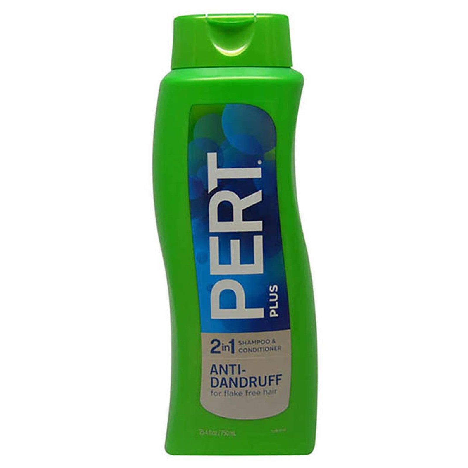 Pert Plus 2-in-1 shampoo and conditioner bottles for dandruff control, 25.4oz each, shown in a pack of four.