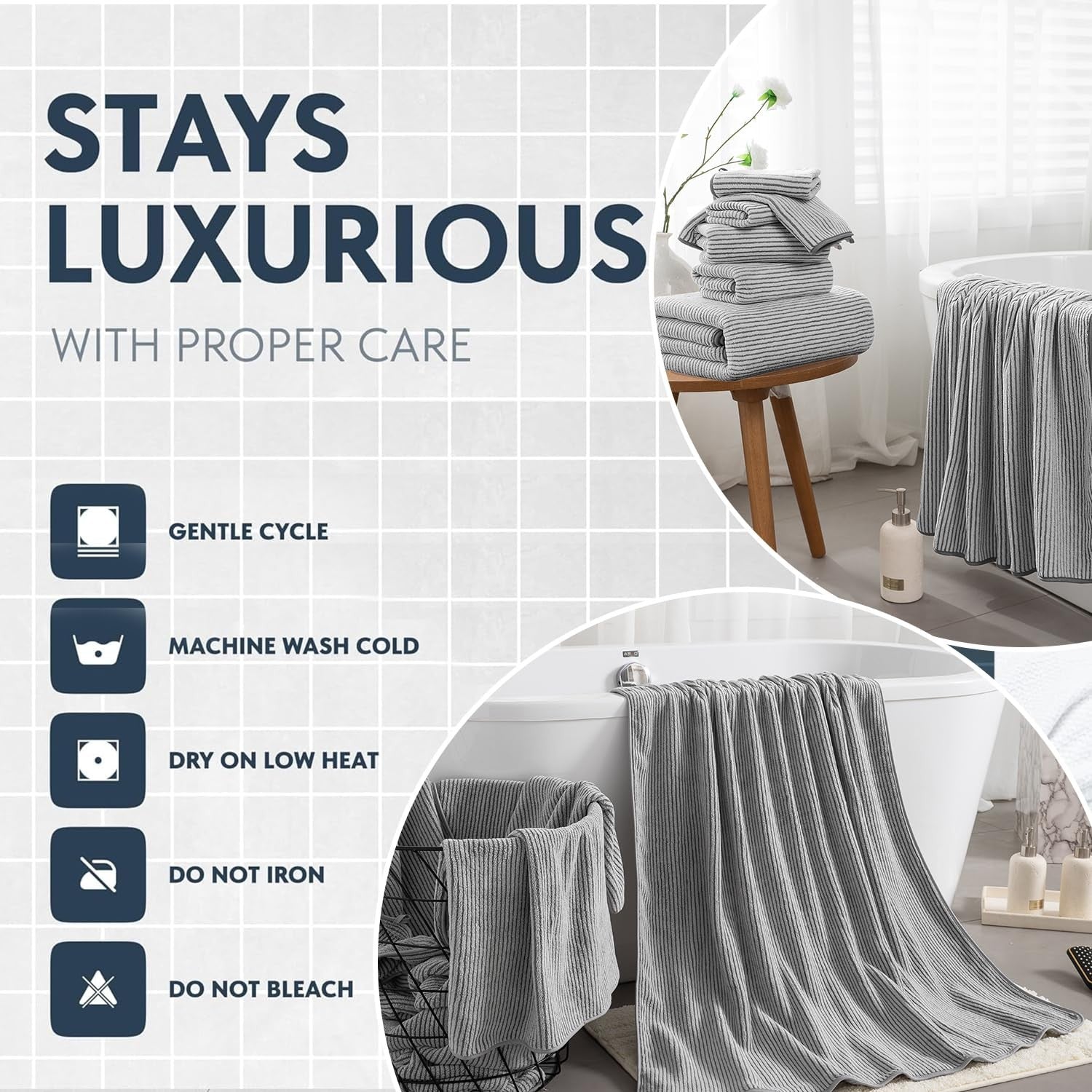 Jessy Home 8-piece bathroom towel set with 2 large bath sheets and 2 hand towels in soft, absorbent fabric.