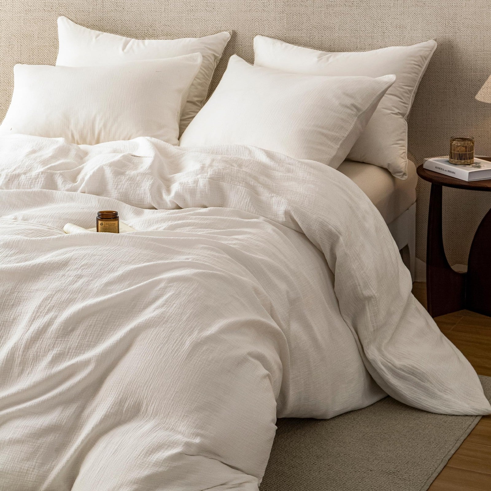 AGSIT Agsit muslin duvet cover set in 100% washed cotton, California king size with a soft, lightweight, and breathable fabric.
