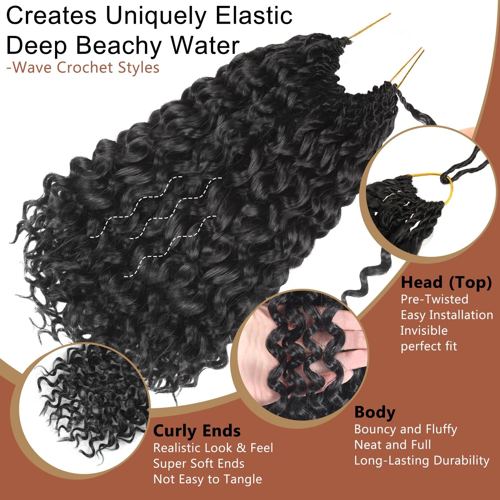 AIBEO 120 strands of curly crochet hair made from pure protein fiber, resembling natural human hair with tight curl pattern.