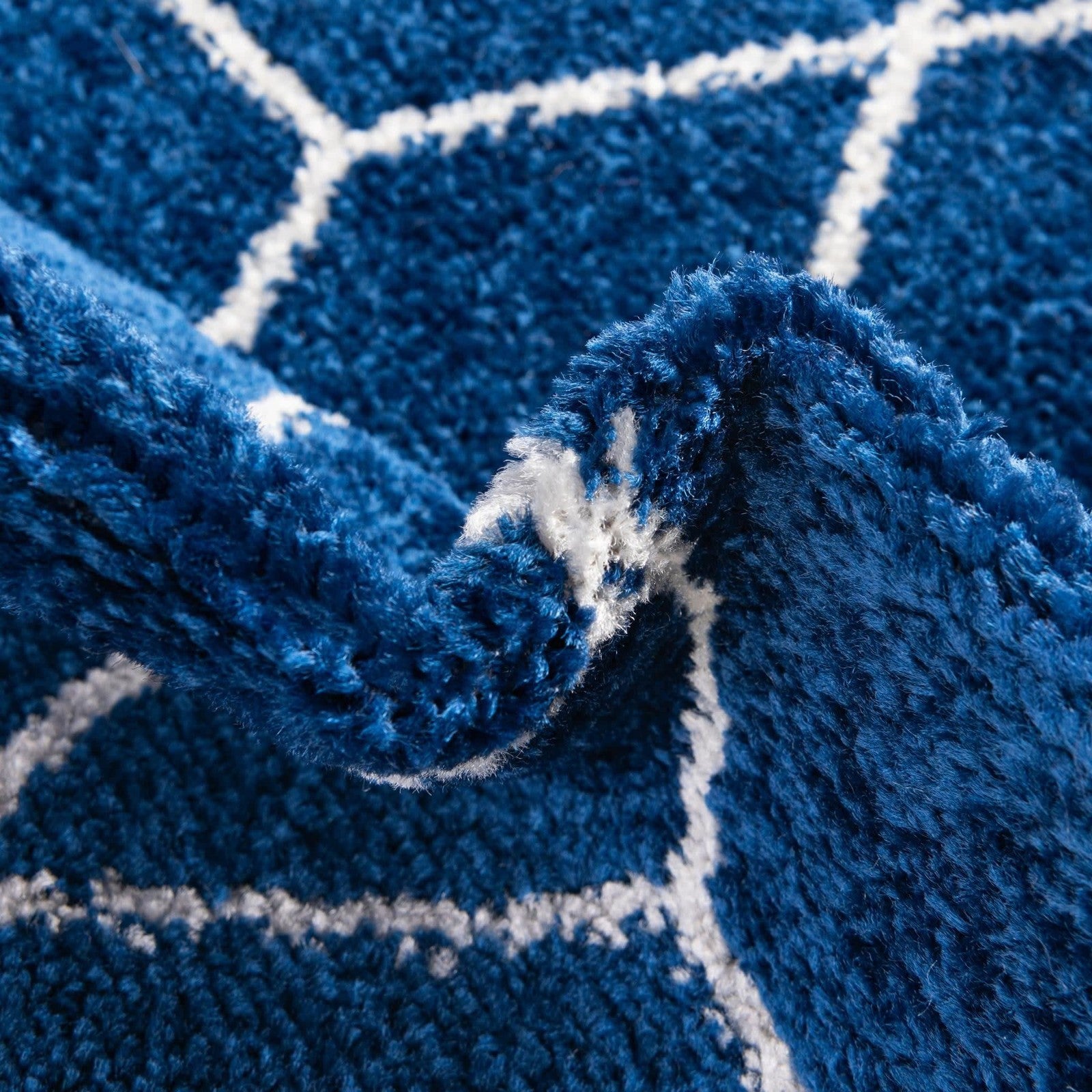 Unique Loom Trellis Frieze Collection navy geometric runner rug, 2 x 10 feet, showcasing modern design and textured pattern.