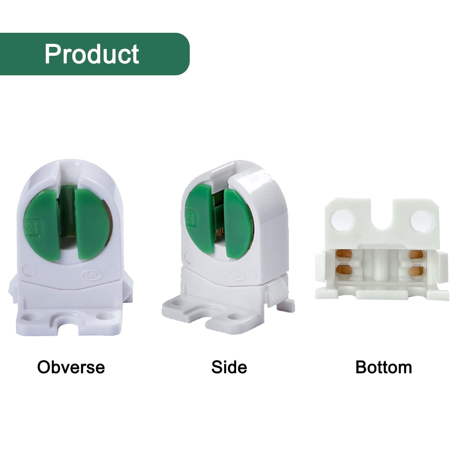 MZyoyo T5 LED fluorescent tube lamp holder, 20-pack, showing a close-up of the plastic lampholder for T5 tubes.