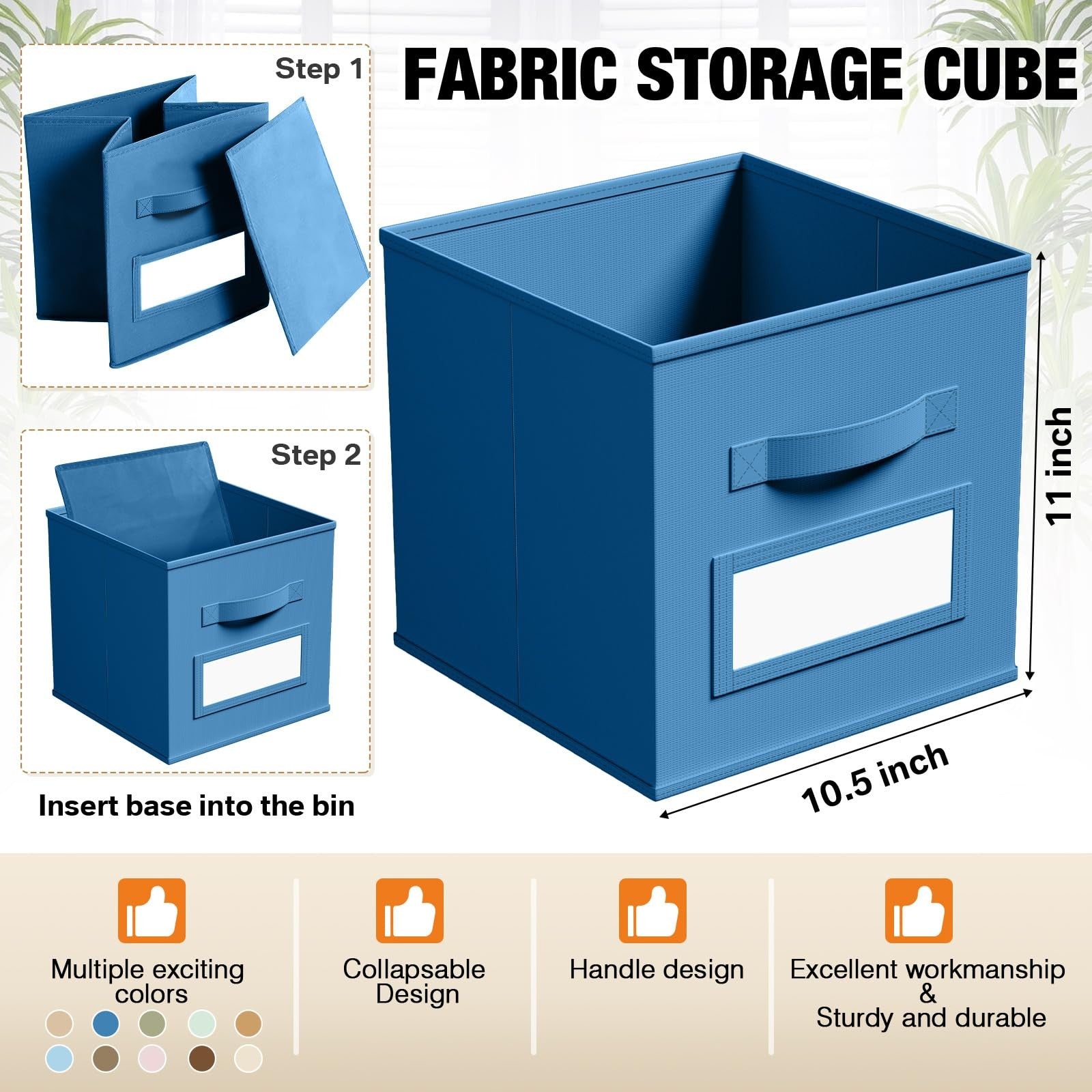 Teenyyou 10-pack fabric storage cubes with labels, collapsible 11-inch organizing bins for closet or room organization.