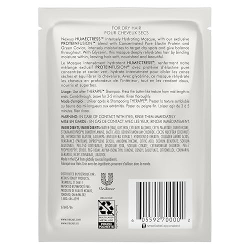Nexxus Humectress Moisturizing Hair Masque in 10 small jars, deep conditioning treatment for dry, damaged hair, hydration boost.