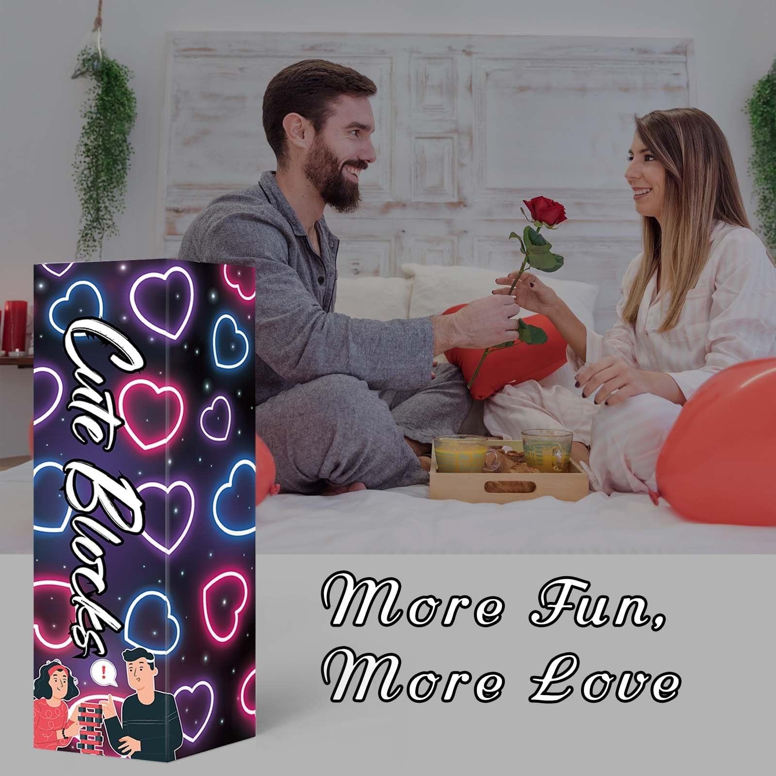 allonu 2026 fun Valentine's Day gift with 54 colorful stacking blocks, romantic game for couples, playful and engaging.