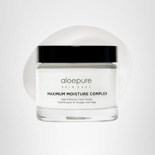 Aloette Maximum Moisture anti-aging face cream jar with labeled lid, showing the moisturizing and anti-wrinkle facial product.