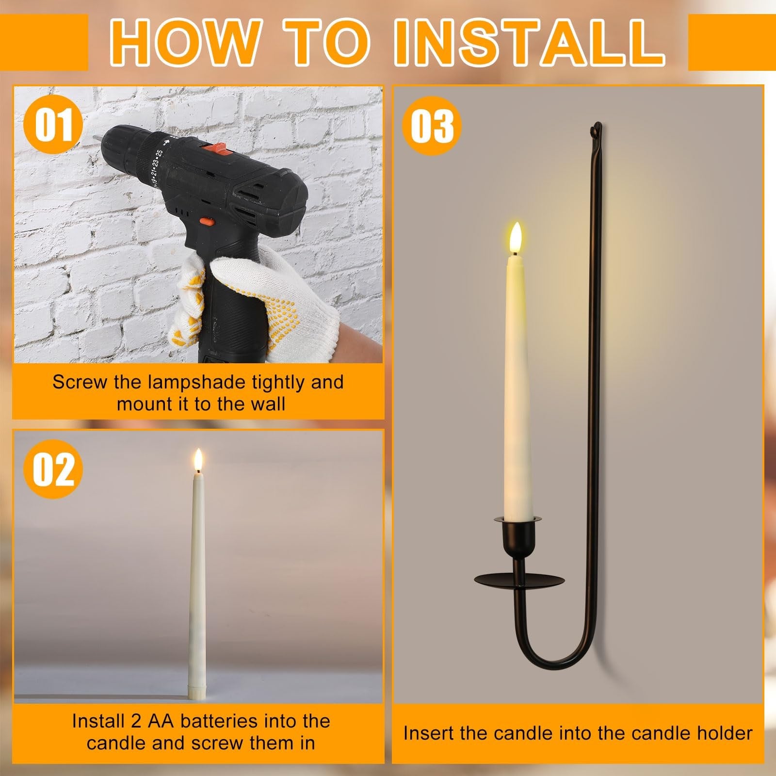 Tessco for you metal wall mount candle sconces with 9.6-inch LED flameless taper can, featuring a modern, sleek design.