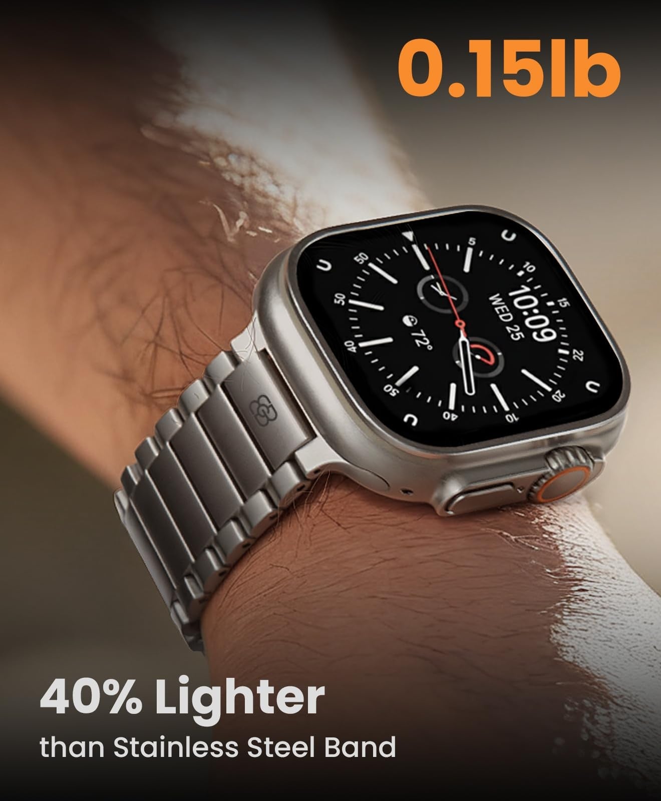 Titanium band for Apple Watch Ultra 3/2/1 49mm and Series 11/10 46mm, showcasing a sleek, durable watch strap design.