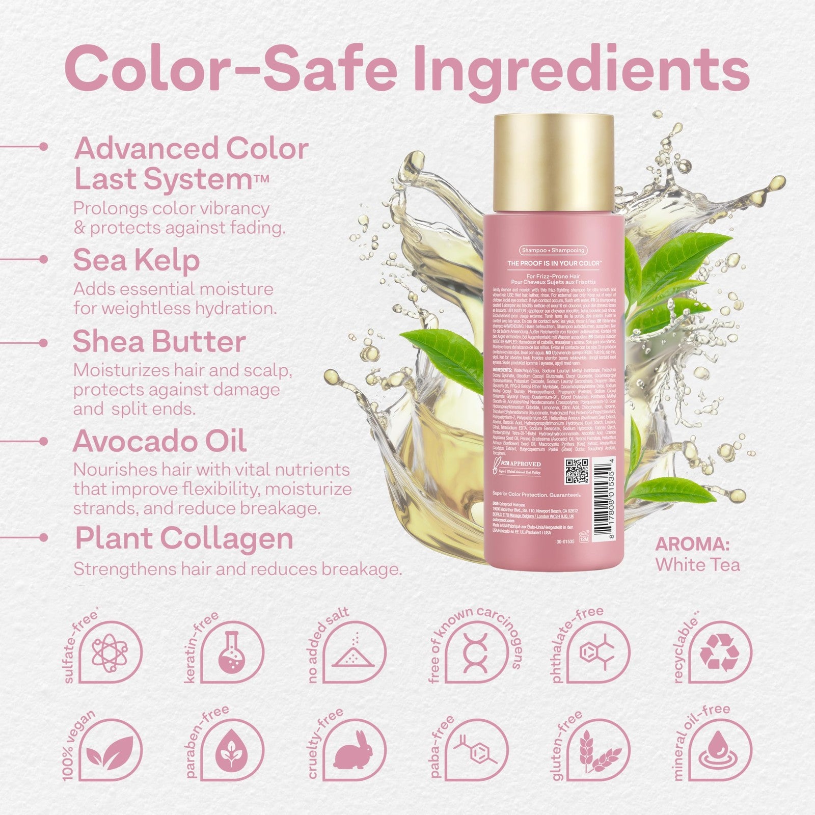 ColorProof Smooth Shampoo 8.5 oz bottle with sleek packaging, designed for nourishing and smoothing hair.