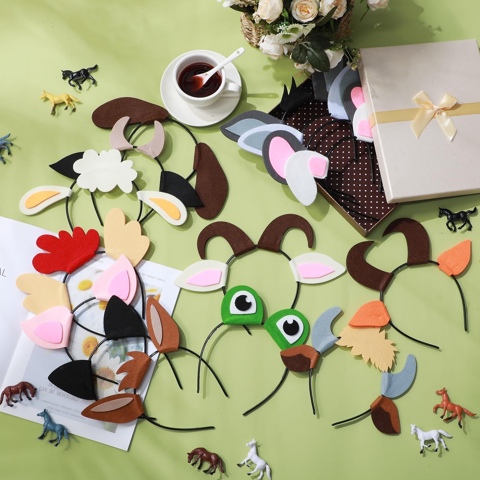 Kigeli jungle animal safari ears headbands for kids, featuring colorful animal designs and playful hair hoops for photo booths.