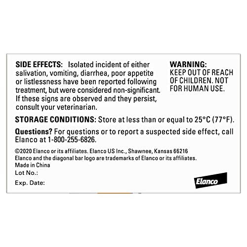Elanco tapeworm dewormer Praziquantel tablets for dogs and puppies, 5-count pack, showing blister pack of tablets.