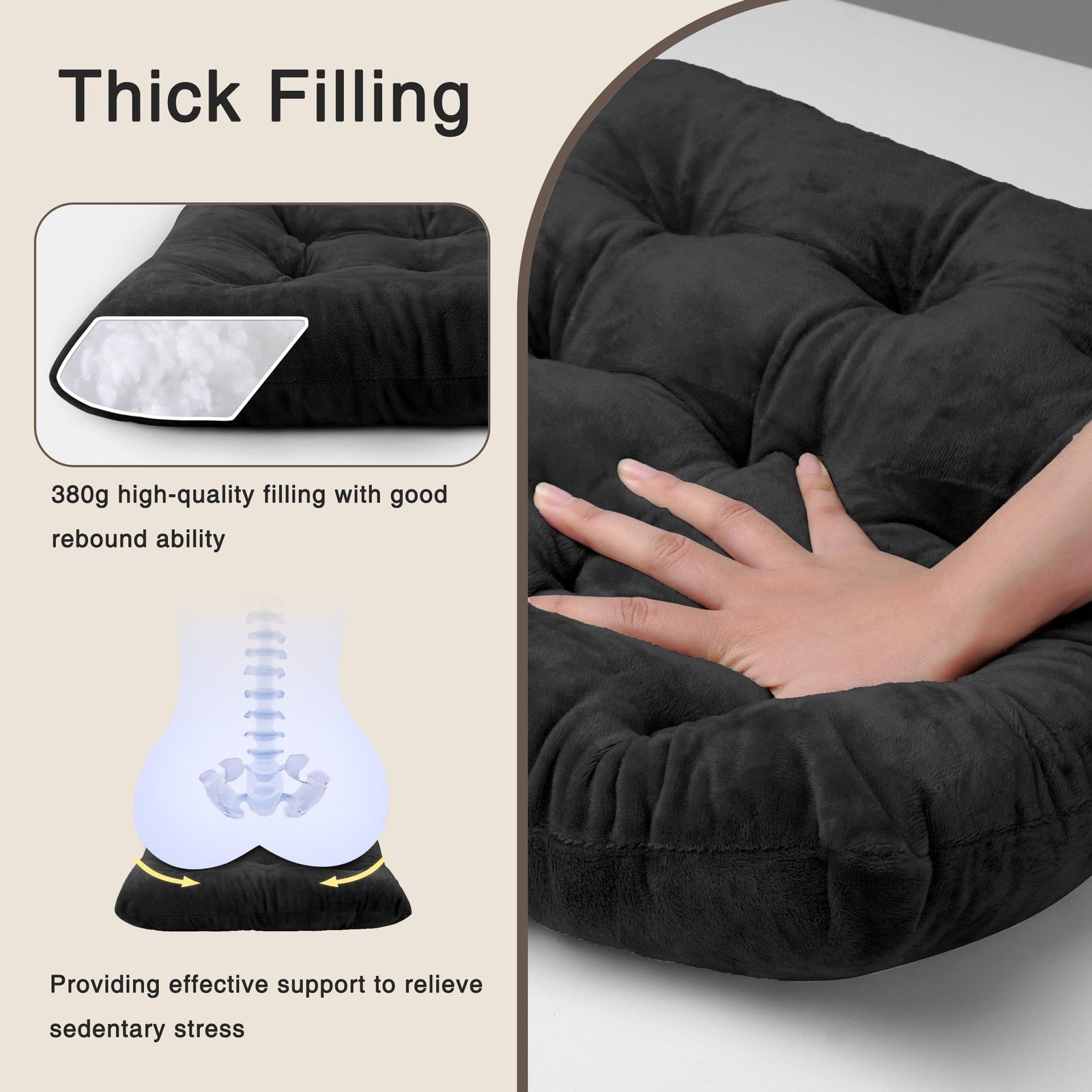 Set of four OVOV chair cushions with soft padding, designed for dining and kitchen chairs, providing comfortable seating.