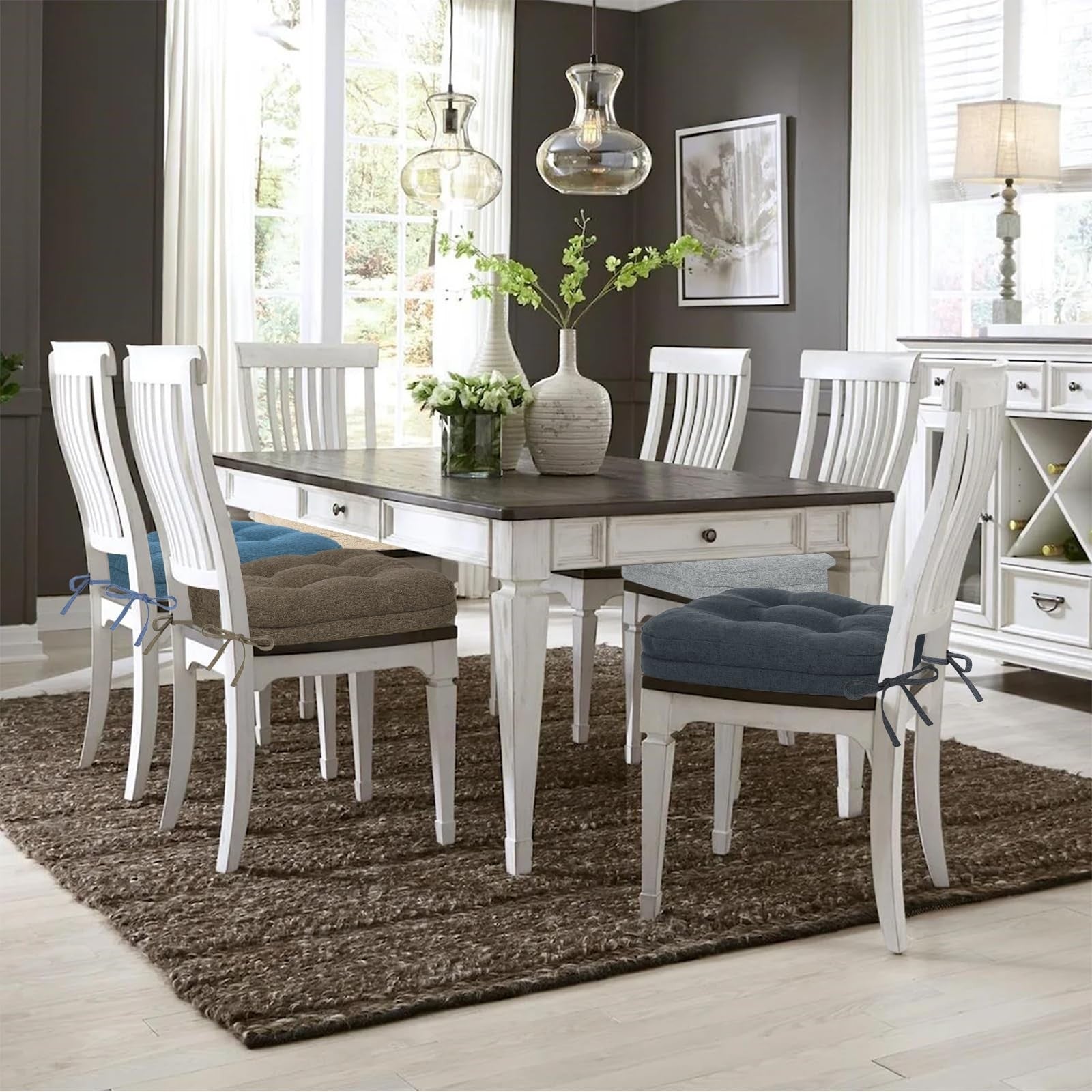 Set of 2 baibu dining chair cushions with dual-layer patent design and memory foam for comfortable kitchen seating.