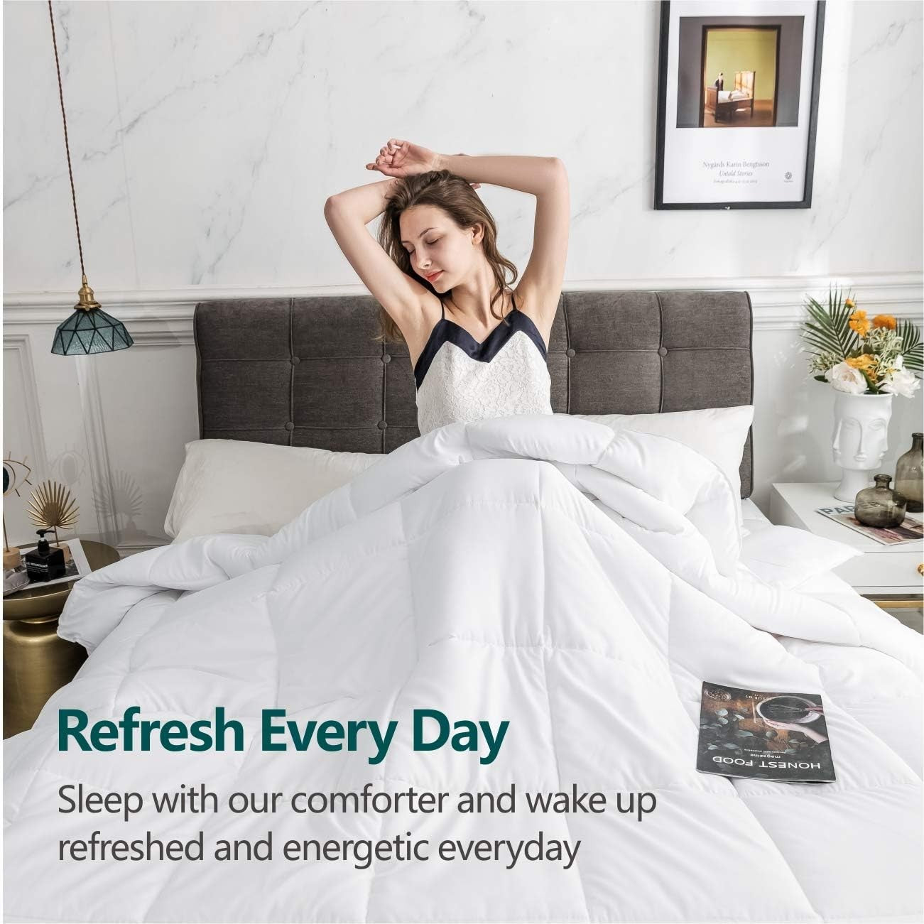 Soft oversized King size Cozynight comforter duvet insert with lightweight down filling, ideal for cozy, restful sleep.