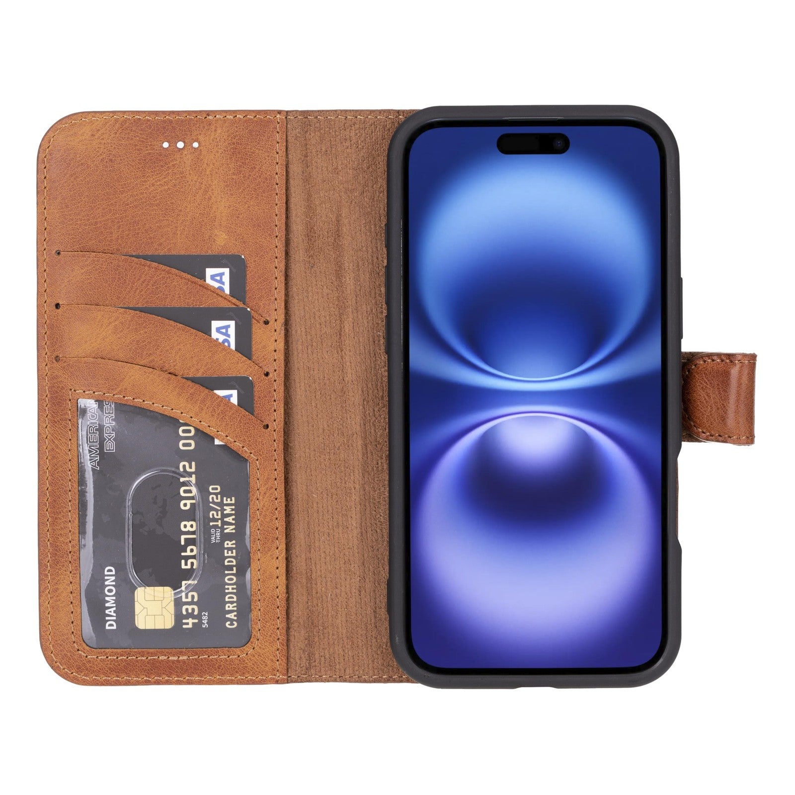 Venito iPhone 16 Plus wallet phone case with MagSafe compatibility, drop and impact protection, featuring a sleek design and card slots.