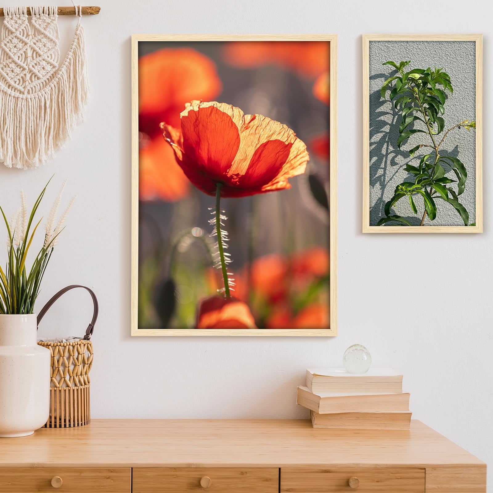Hliwegns Light Walnut 20x30 rustic woodgrain poster in a single frame, showcasing natural wood texture and elegant design