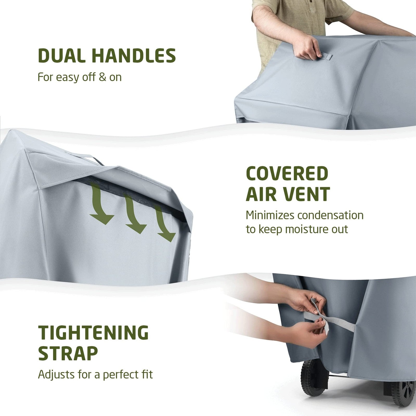 Waterproof 64-inch Zober BBQ grill cover fitting Weber gas grills, double-layered for protection against weather elements.